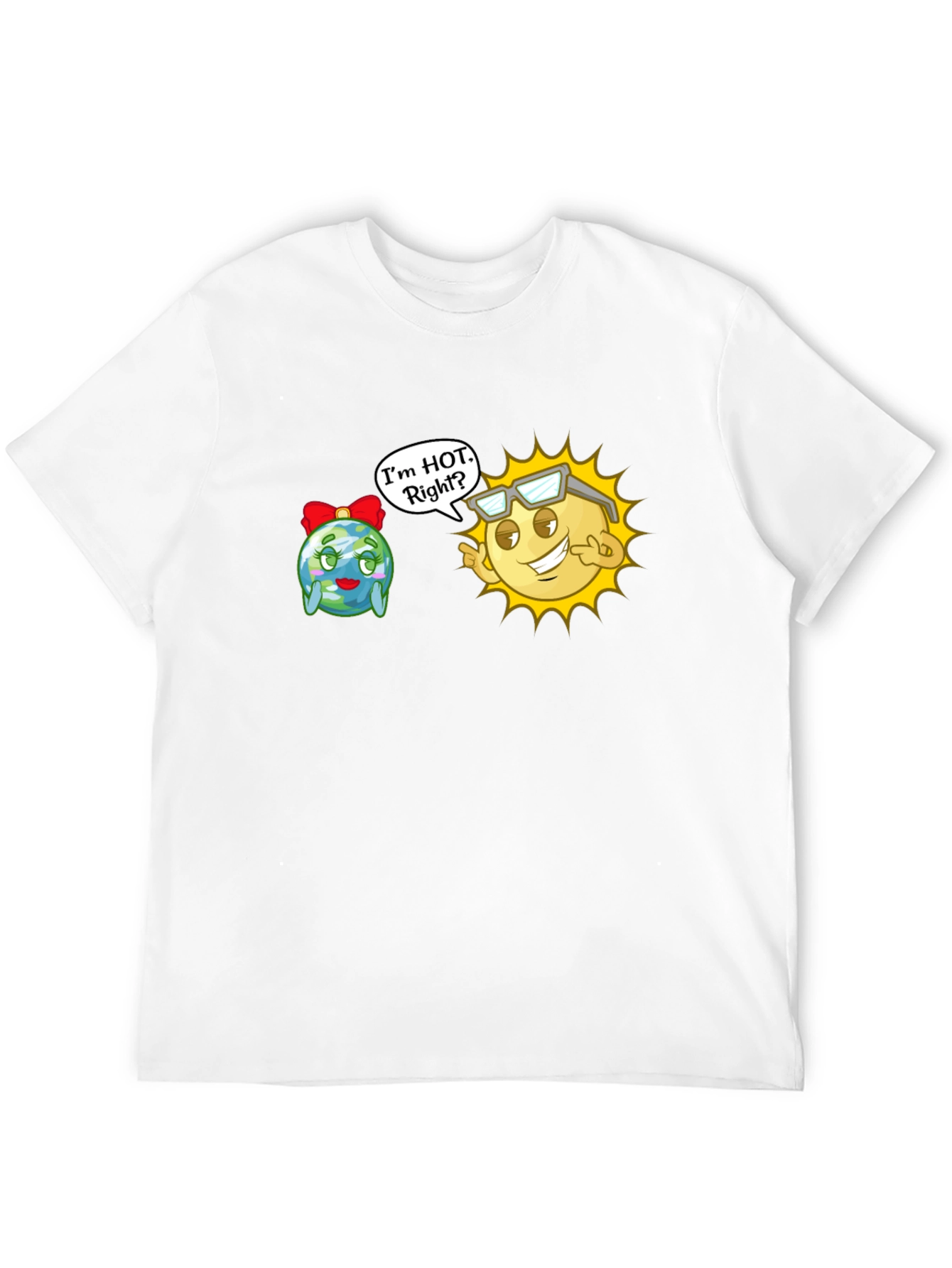 Black Funny Sun & Earth T-Shirt - I'm Hot, Right? view 12