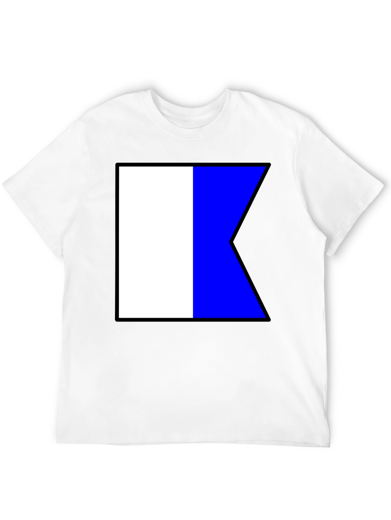 Black Nautical Flag K Black T-Shirt - Maritime Signal Tee view 12