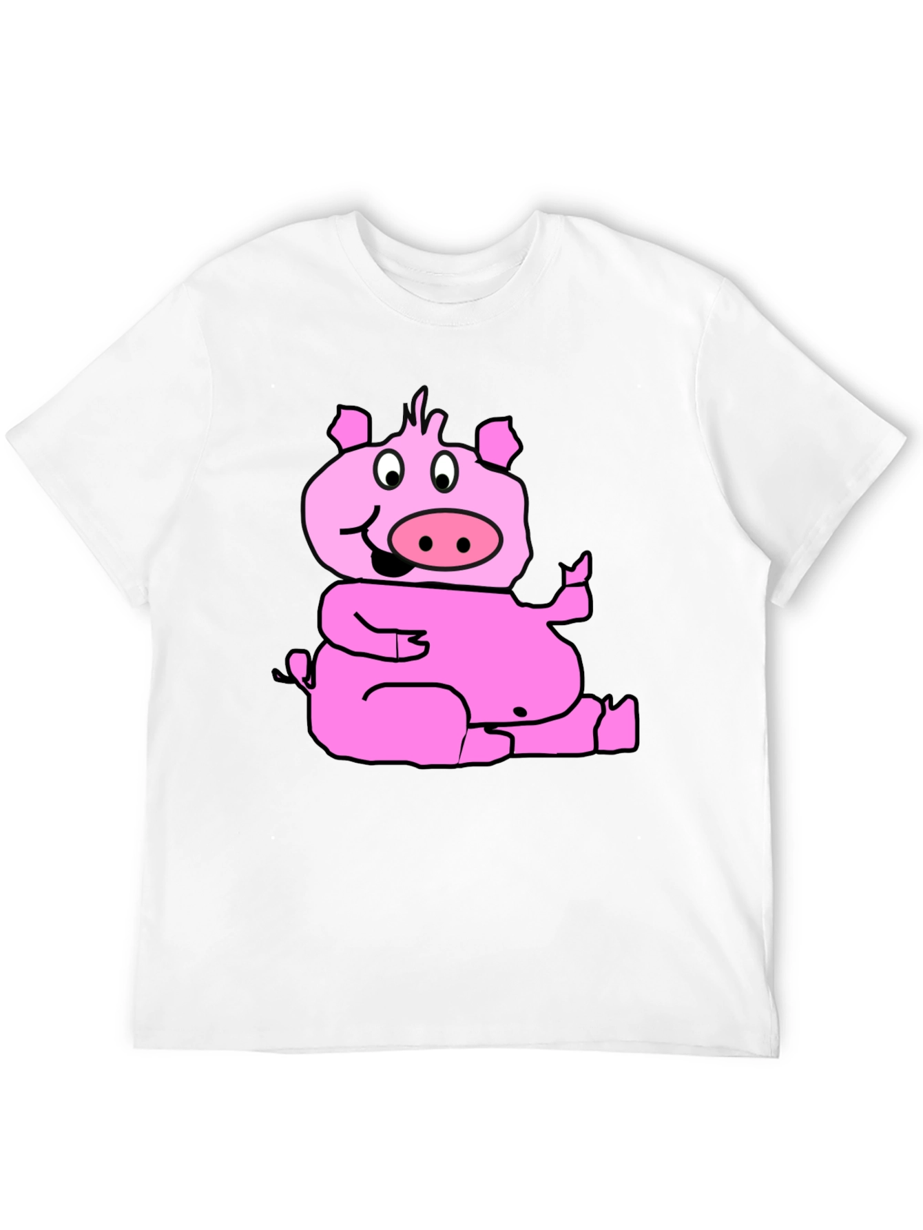 Black Funny Pig Graphic T-Shirt - Black Cotton Tee view 12