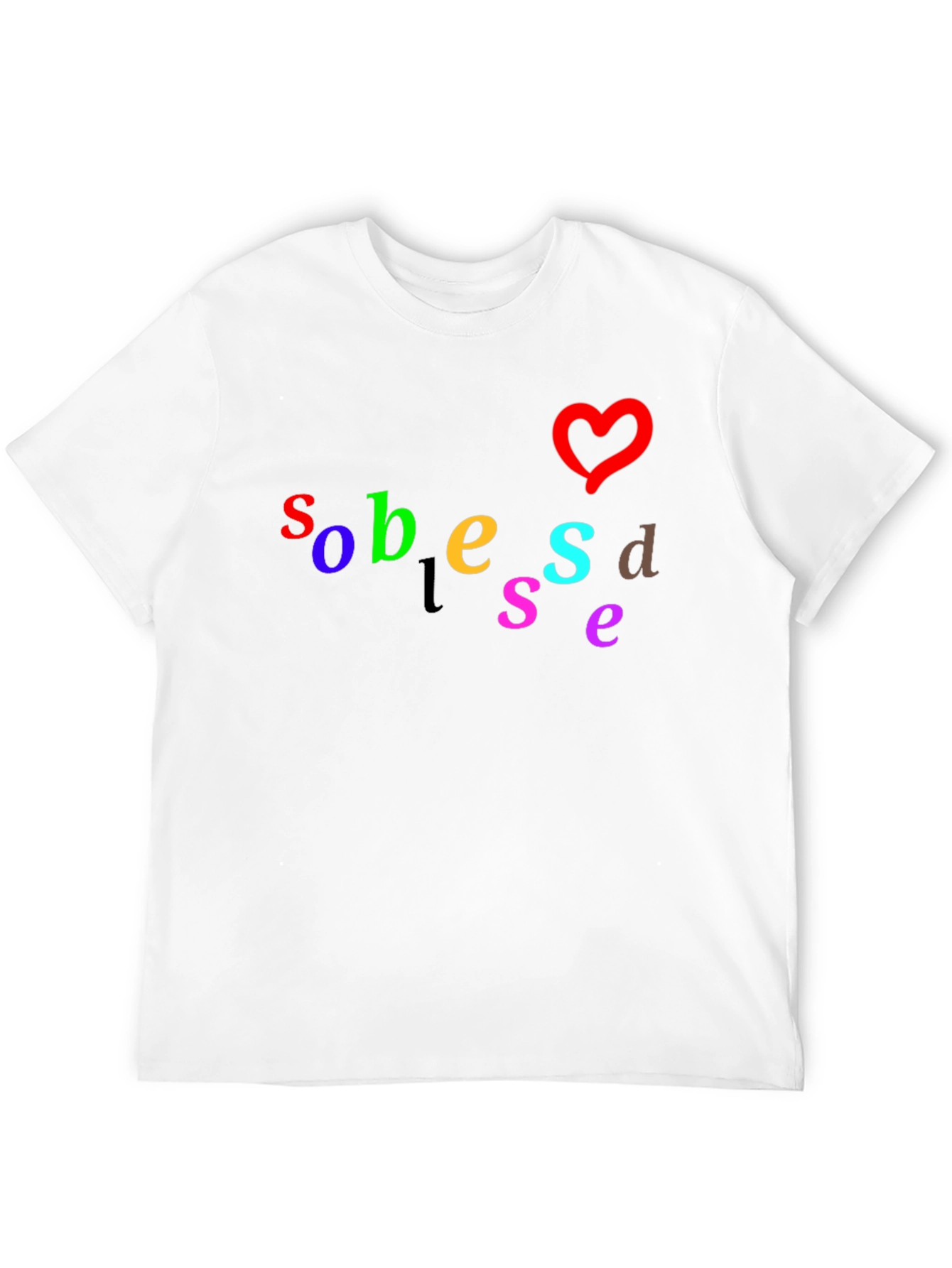 Black Colorful Graphic T-Shirt with Heart Design view 12