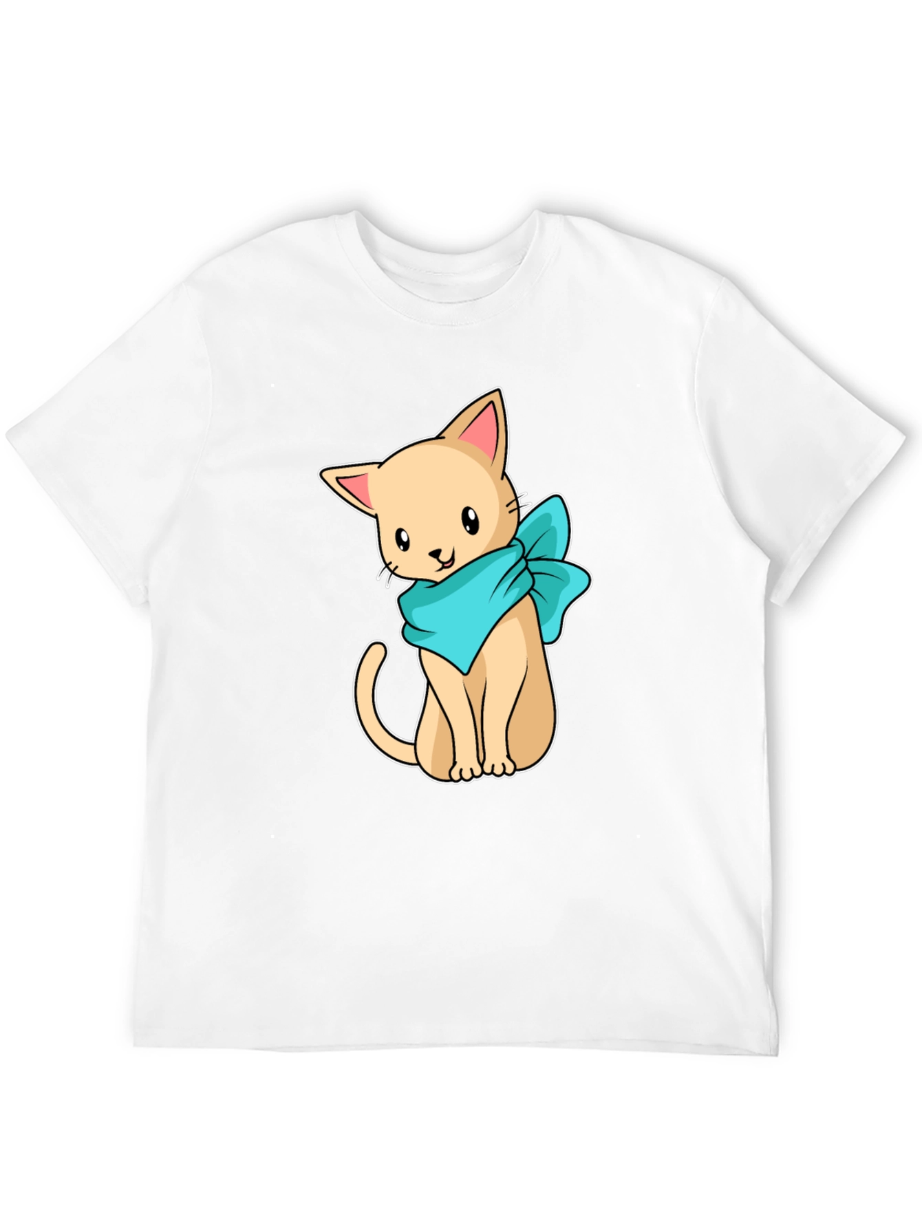 Black Cute Cartoon Cat Graphic Tee - Black Unisex Shirt view 12