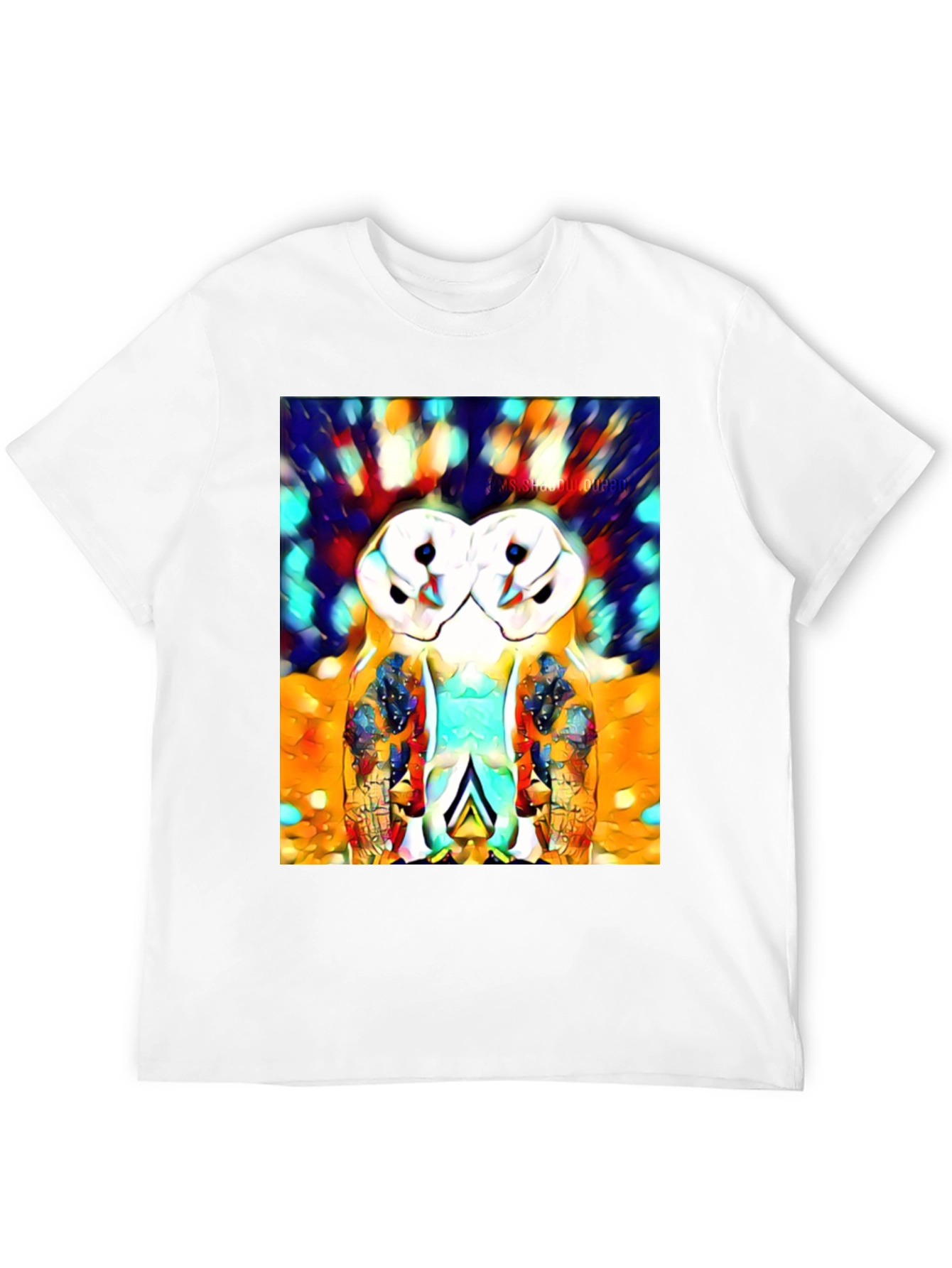 Black Abstract Owl Print T-Shirt view 12