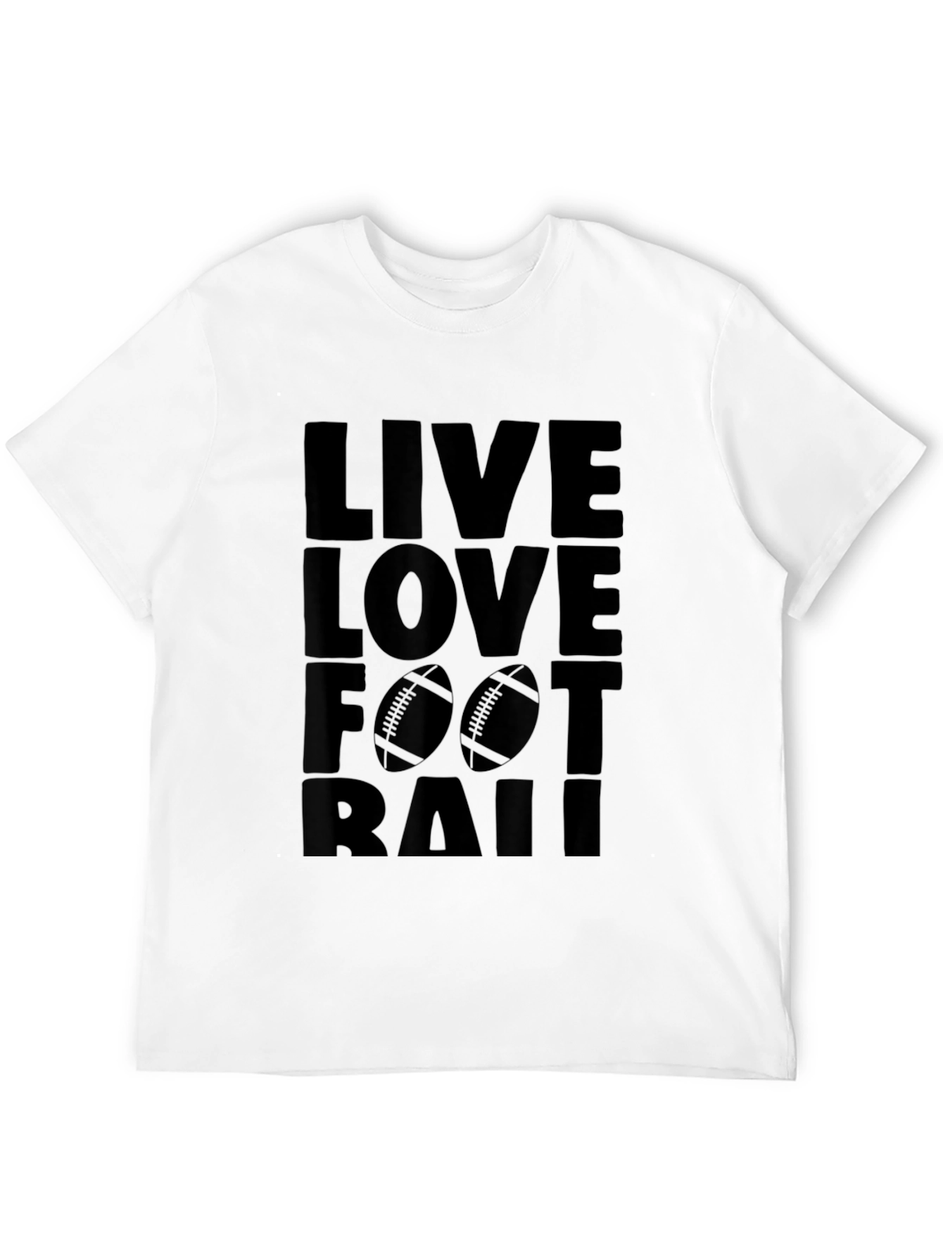 Black Live Love Football Graphic Tee - Black Cotton T-Shirt view 12