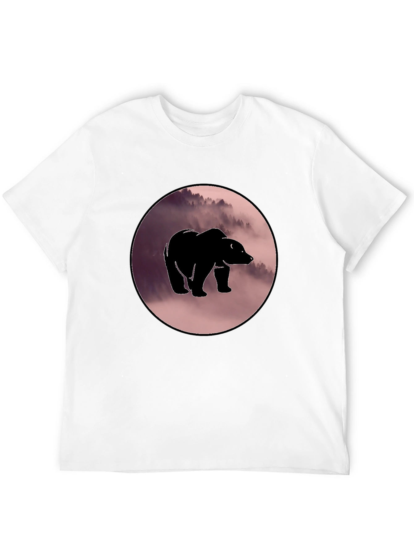 Black Bear Silhouette Graphic Print Crew Neck T-Shirt view 12
