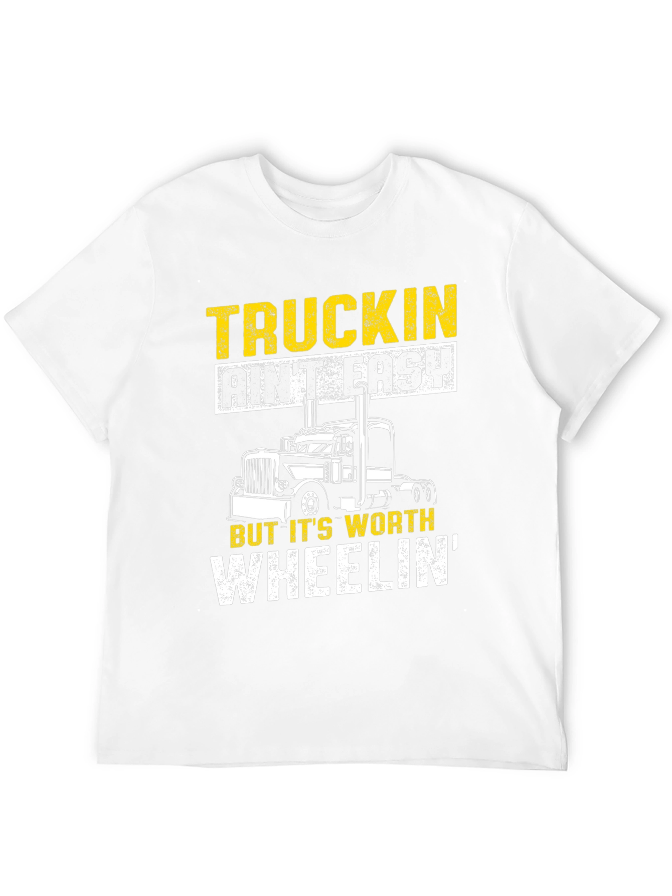 Black Truckin' Ain't Easy Black Graphic T-Shirt view 12