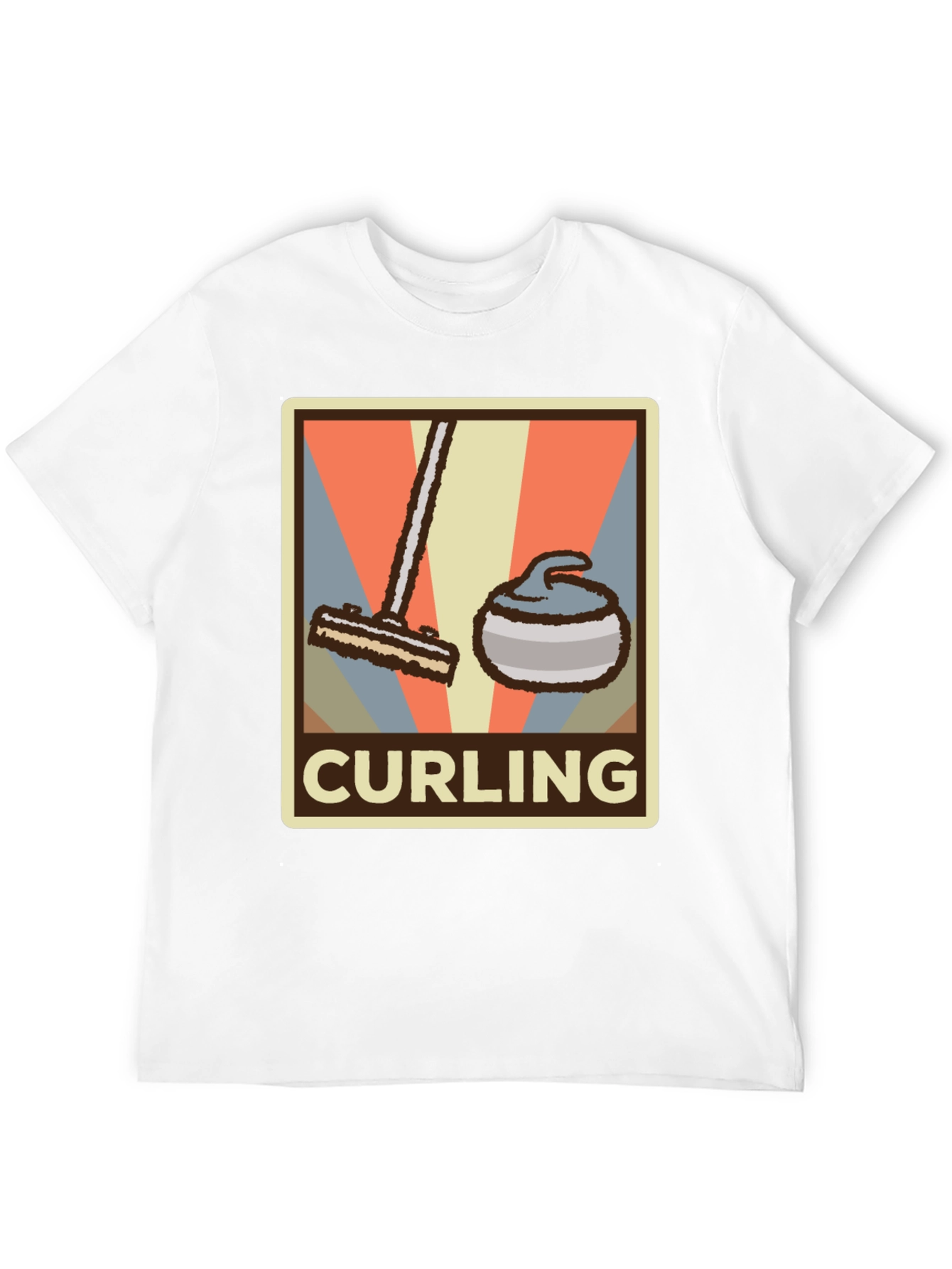 Black Retro Curling T-Shirt - Vintage Style Sports Tee view 12