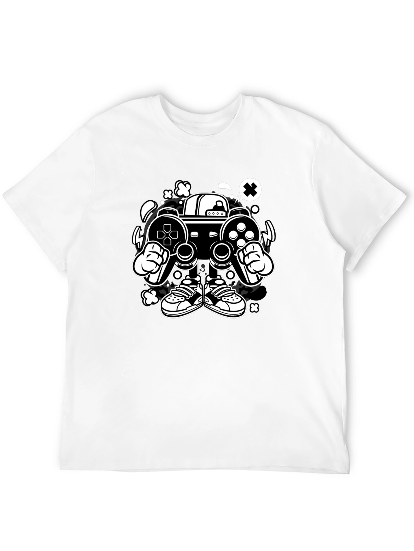 Black Gaming Console Character Graphic Black T-Shirt view 12