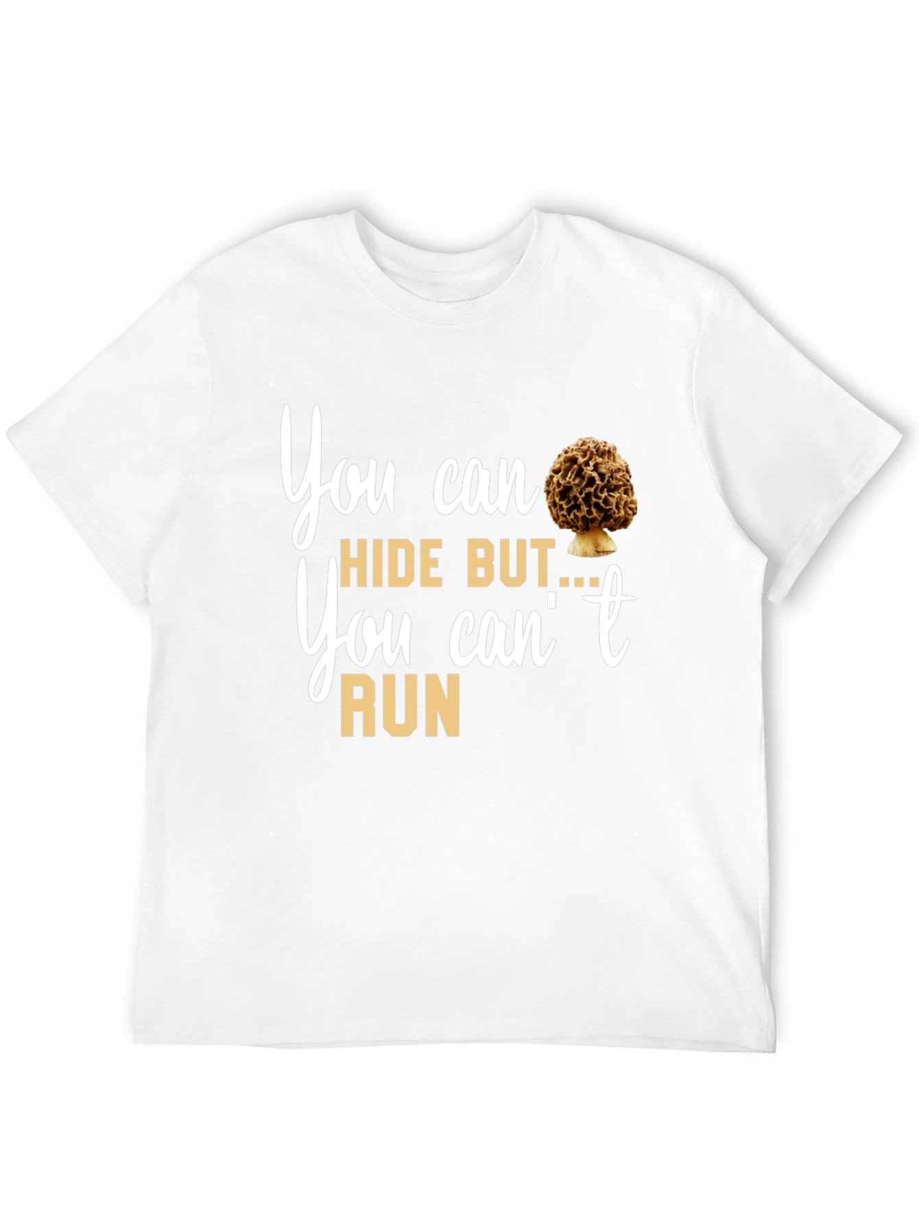 Black Mushroom Lover T-Shirt: You Can Hide But You Can't Run Tee view 12
