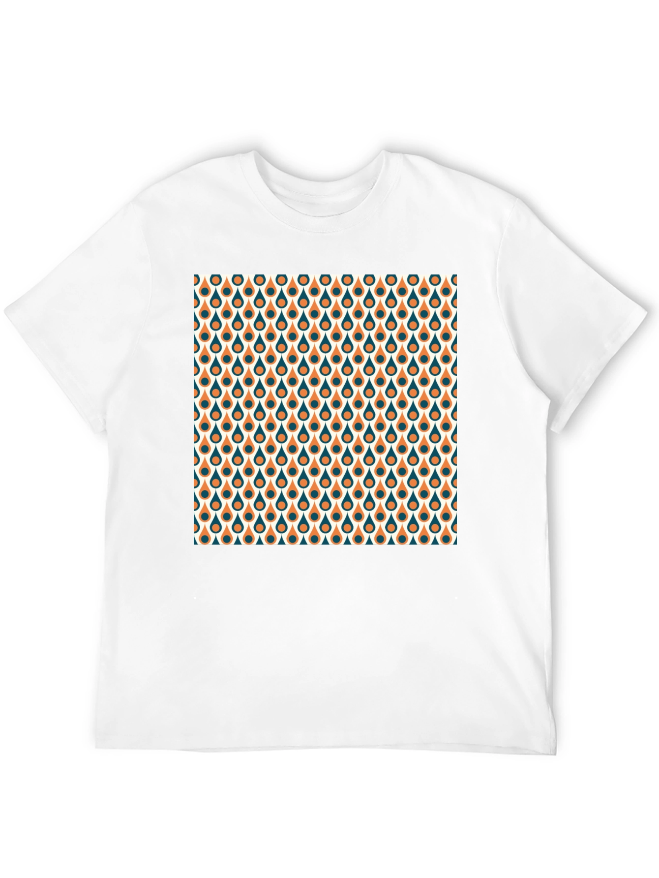 Black Retro Teardrop Pattern Black T-Shirt view 12