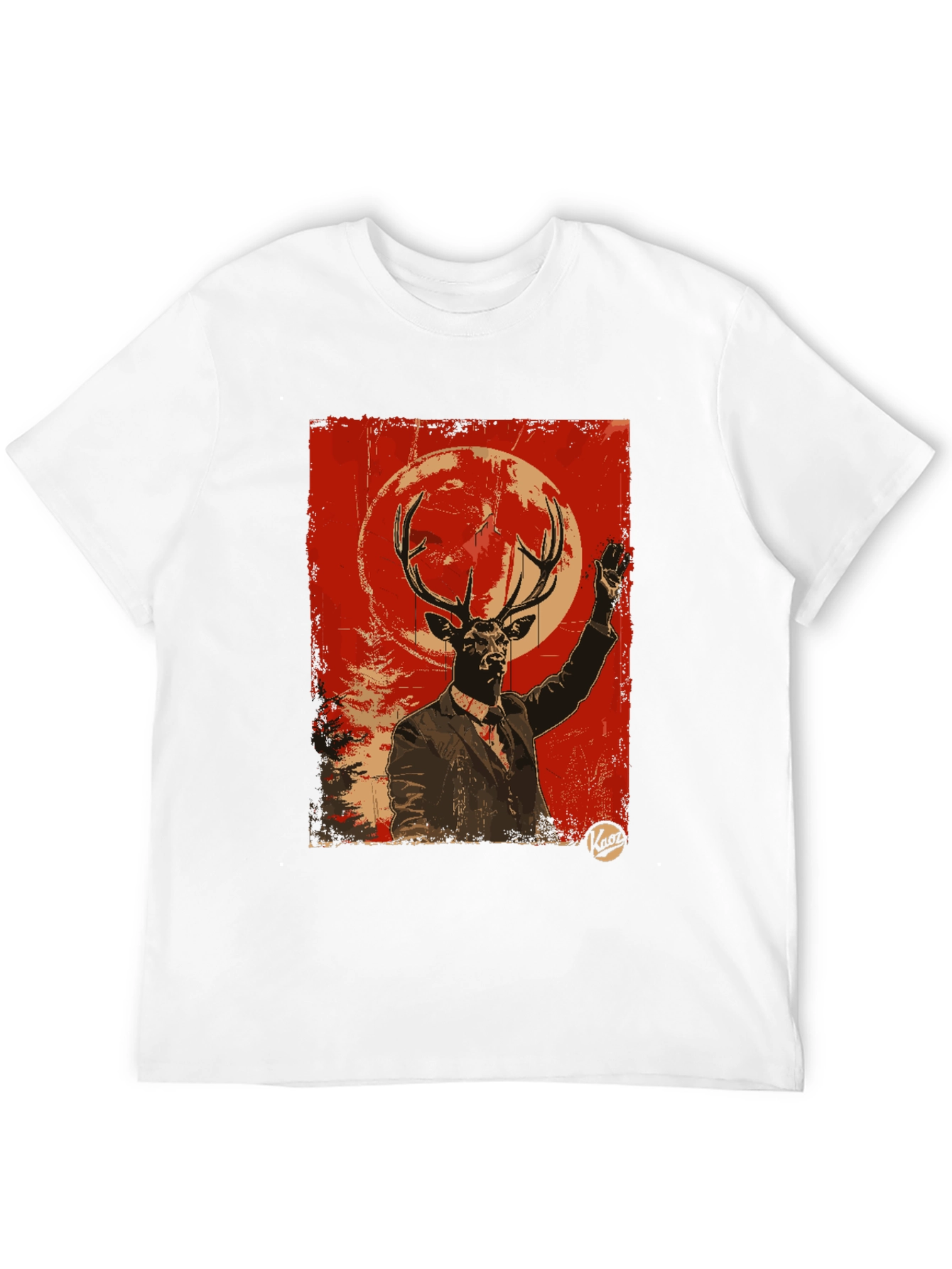 Black Deer Man Graphic Tee - Unique Animal Art T-Shirt view 12