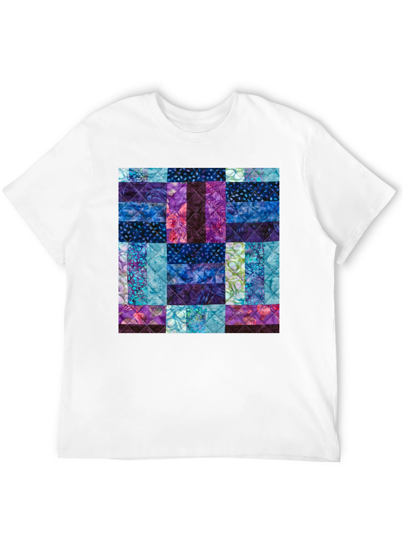 Black Quilted Pattern T-Shirt - Modern Abstract Design view 12