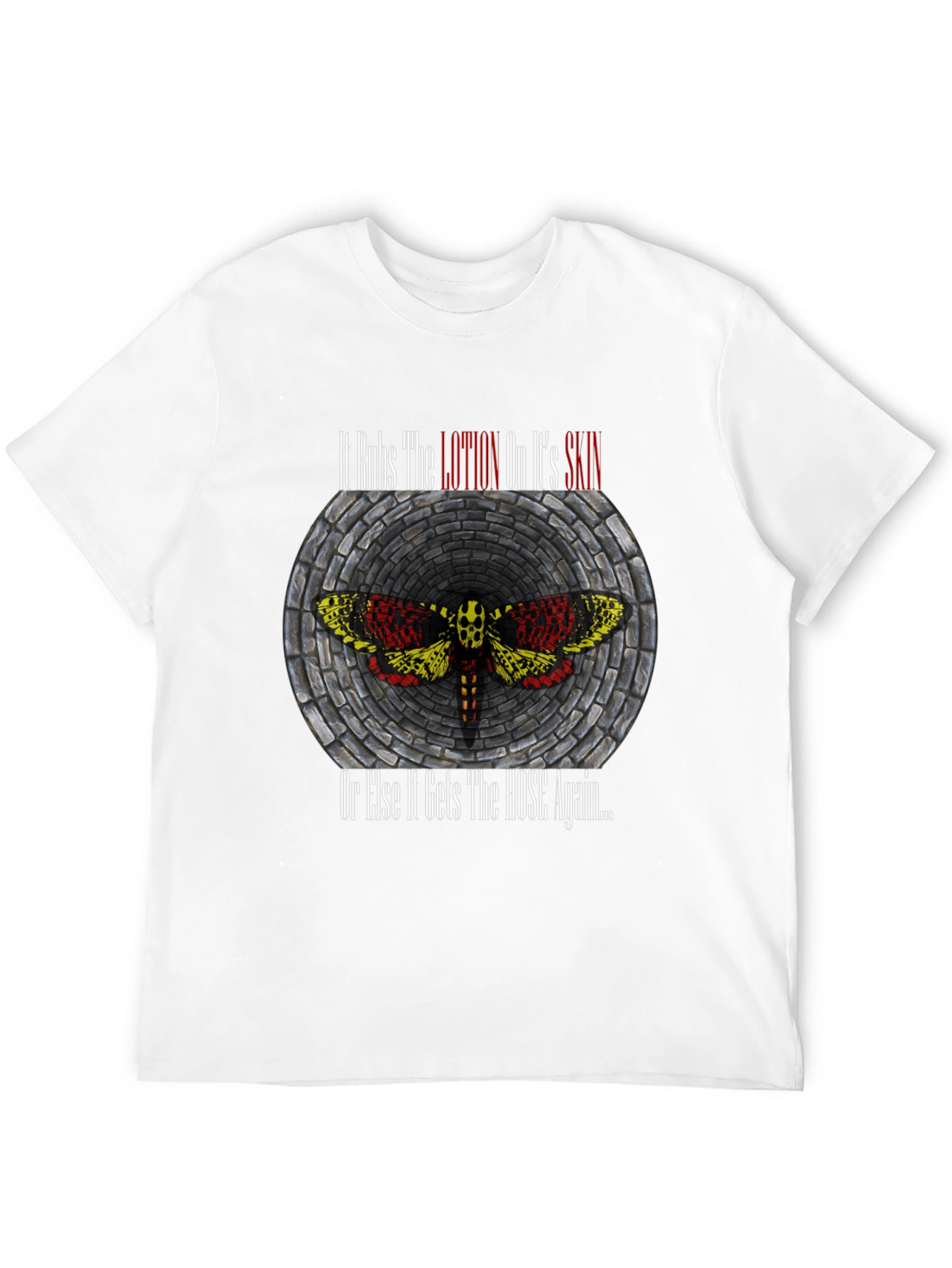 Black It Rubs The Lotion T-Shirt view 12