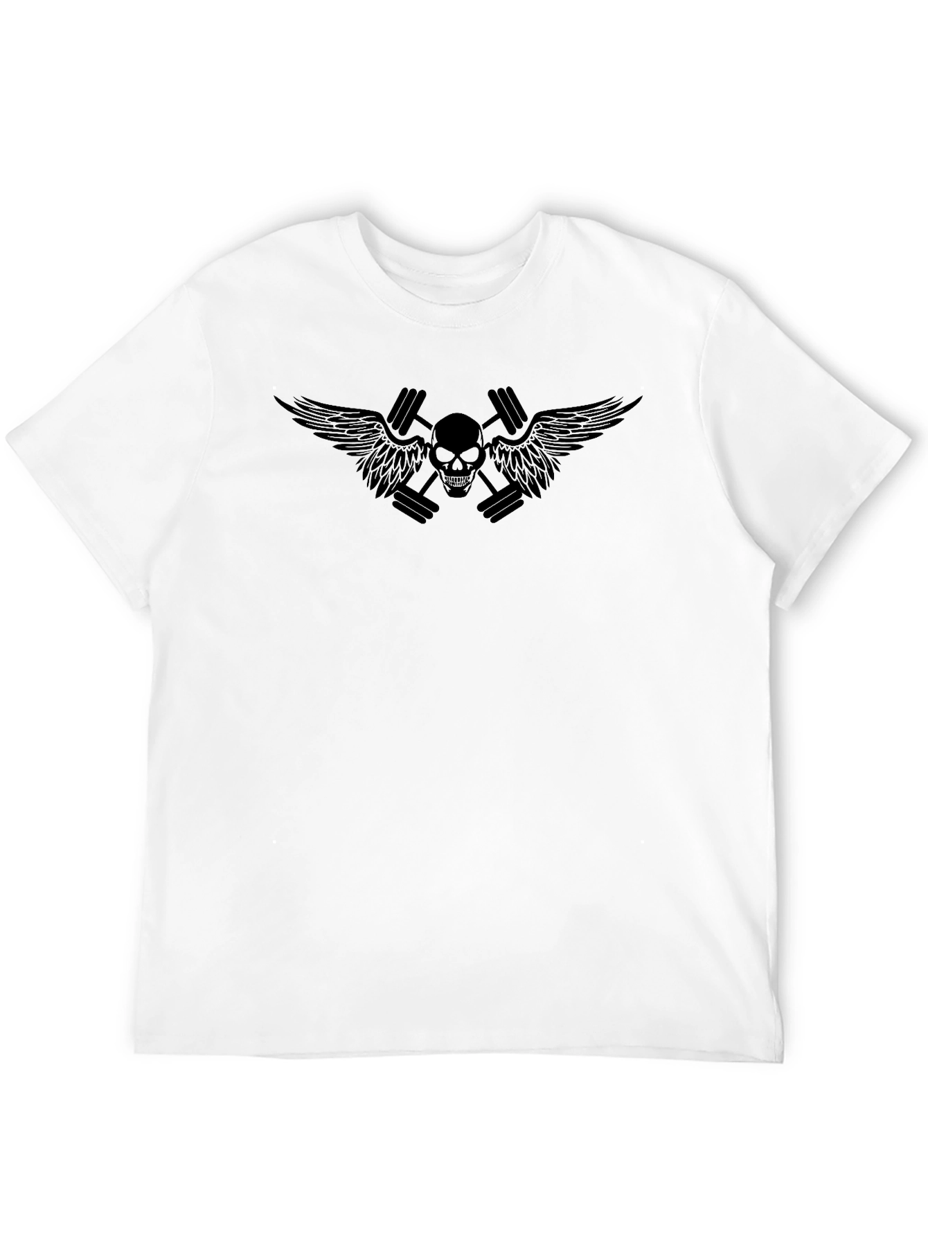 Black Skull & Wings Workout T-Shirt view 12
