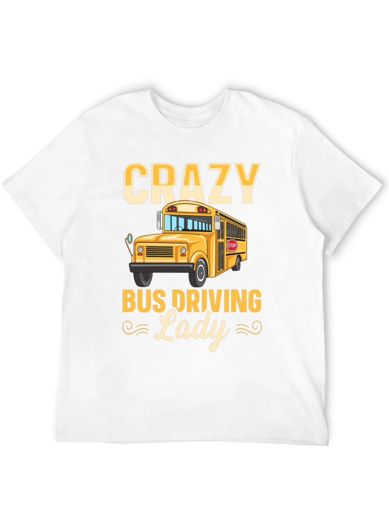 Black Crazy Bus Driving Lady T-Shirt - Black view 12