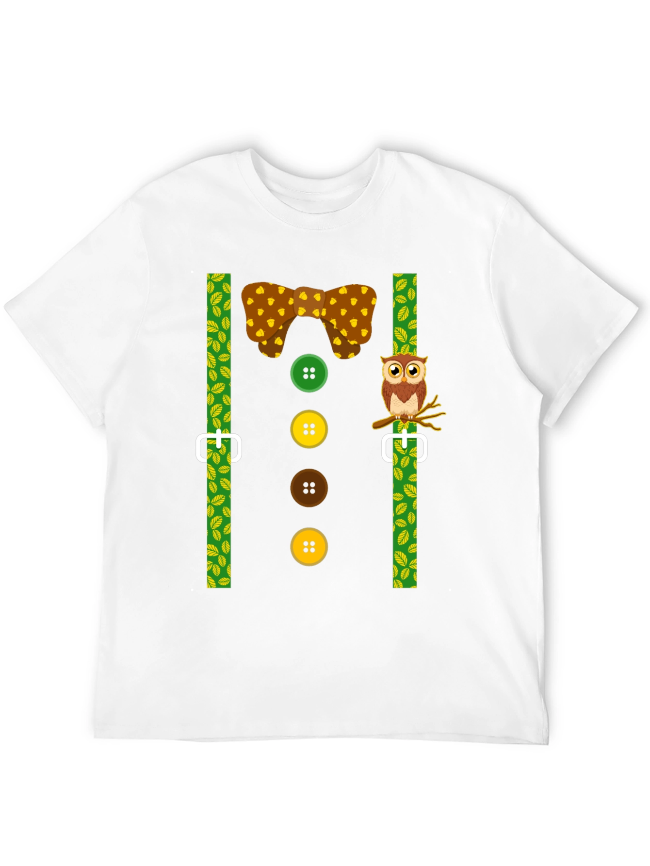 Black Funny Owl Suspender T-Shirt - Novelty Costume Tee view 12