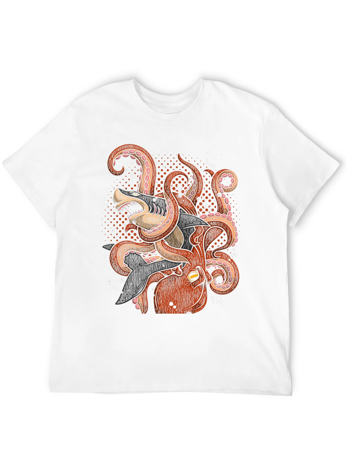 Black Octopus vs Shark Graphic Tee - Black view 12