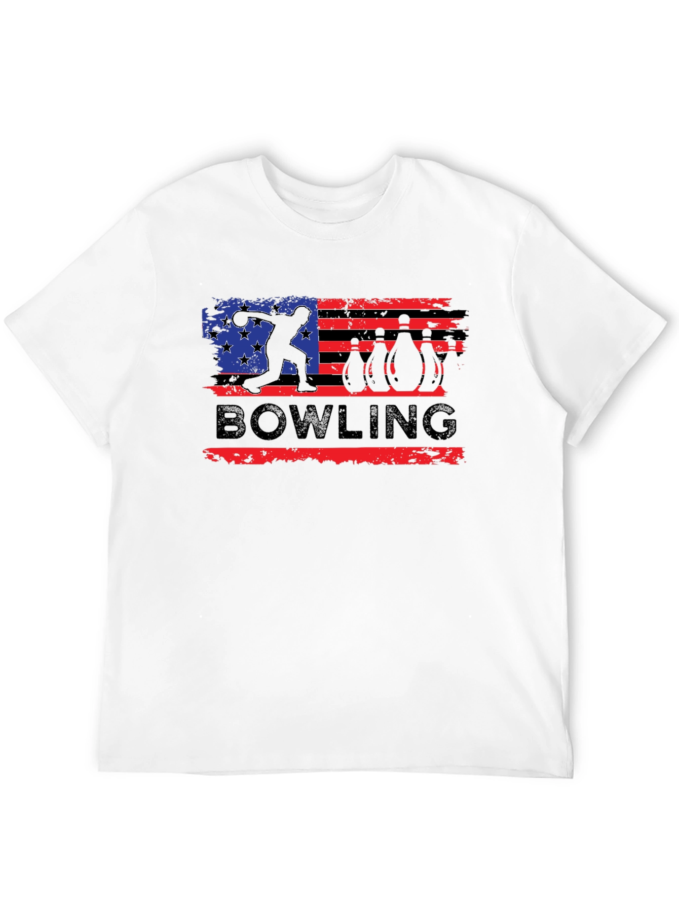 Black Bowling USA Flag Graphic T-Shirt view 12