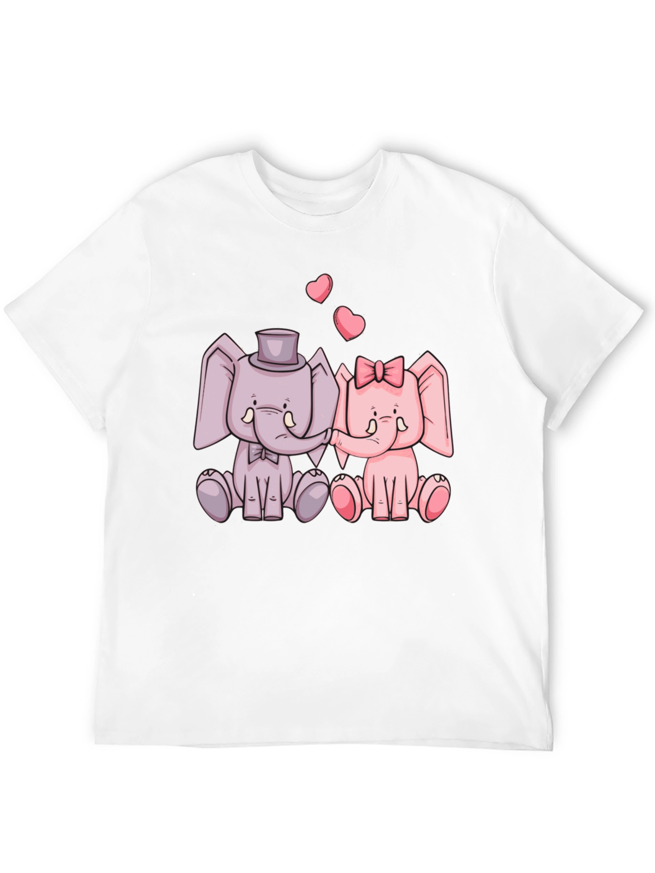 Black Elephant Love T-Shirt - Cute Cartoon Design view 12