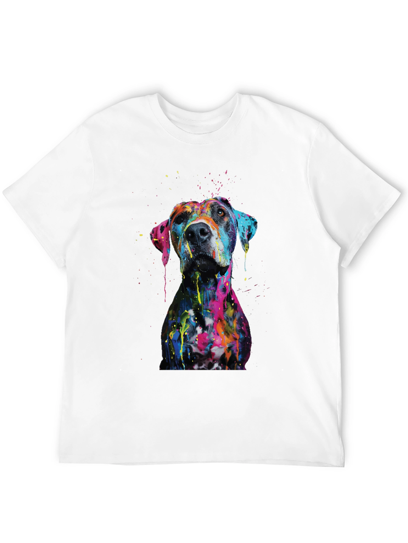 Black Men's Artistic Dog Print Black T-Shirt view 12