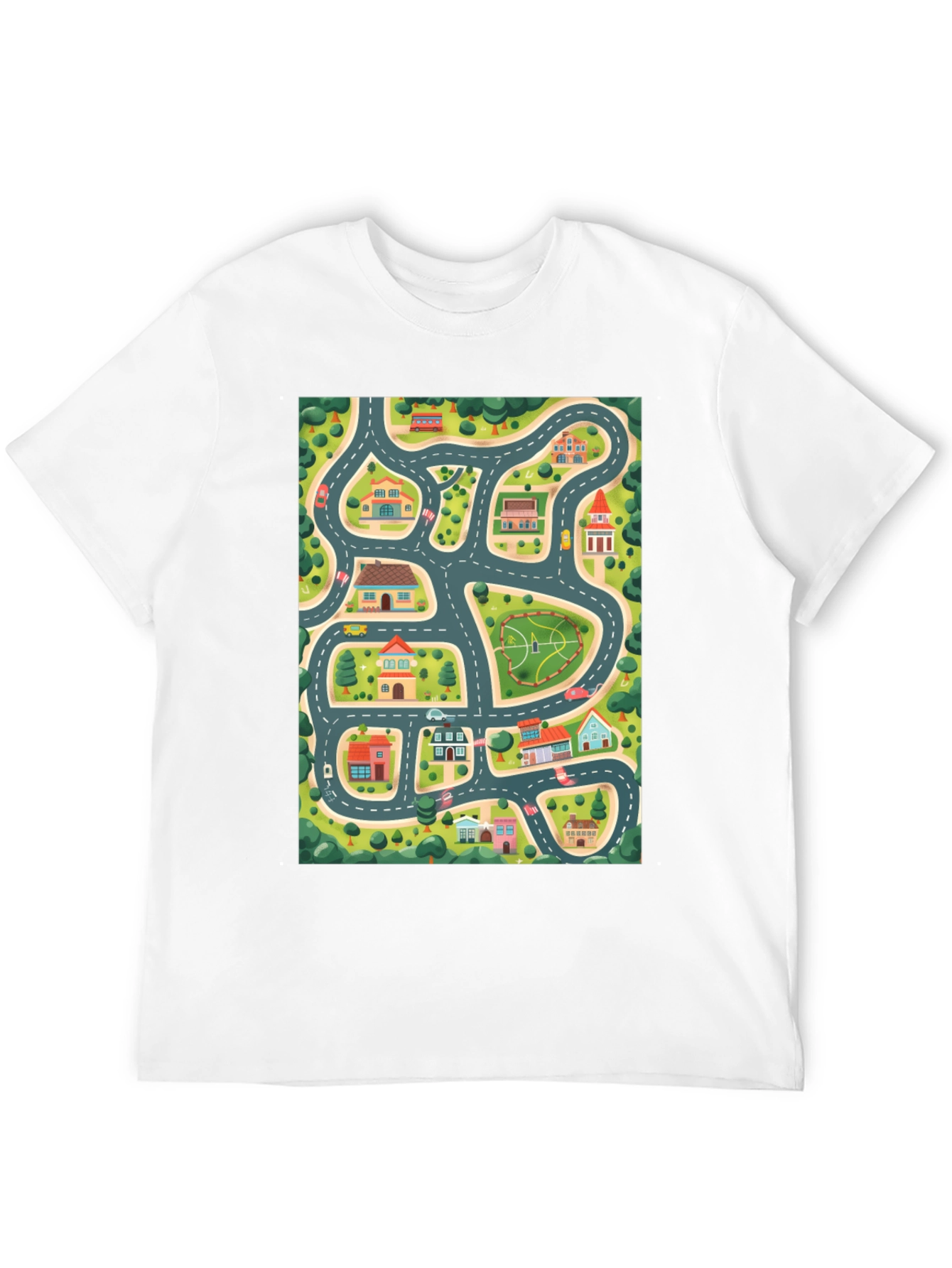 Black Road Map Graphic Black T-Shirt view 12