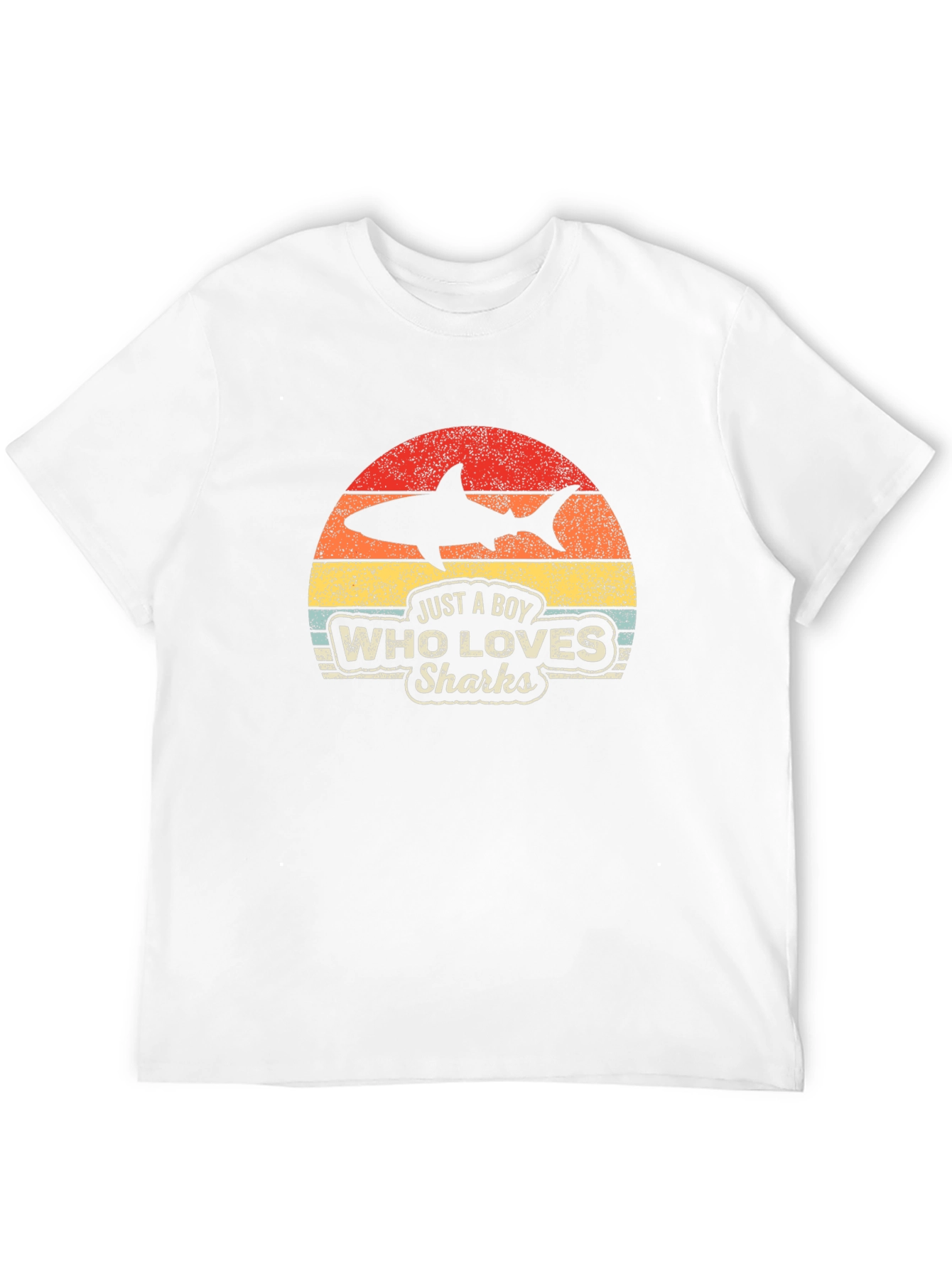 Black Boy Who Loves Sharks Black T-Shirt - Retro Style view 12