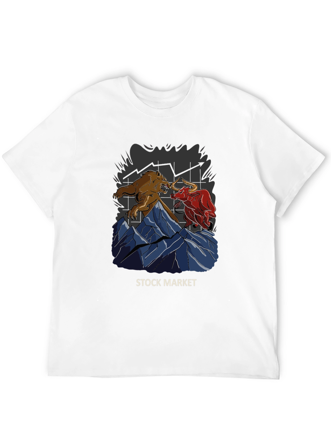 Black Stock Market Bull vs Bear Graphic T-Shirt view 12