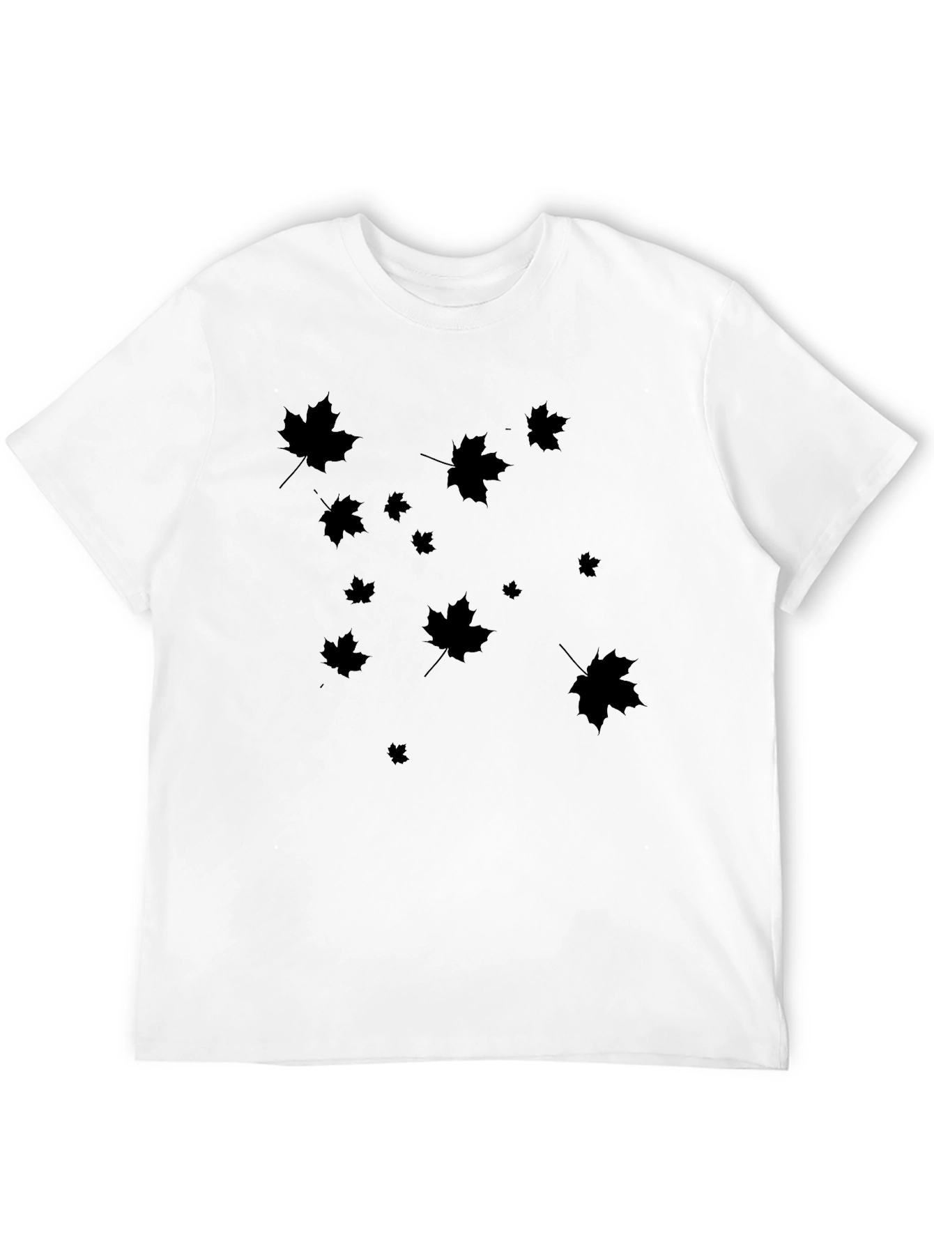 Black Maple Leaf Print Black T-Shirt view 12