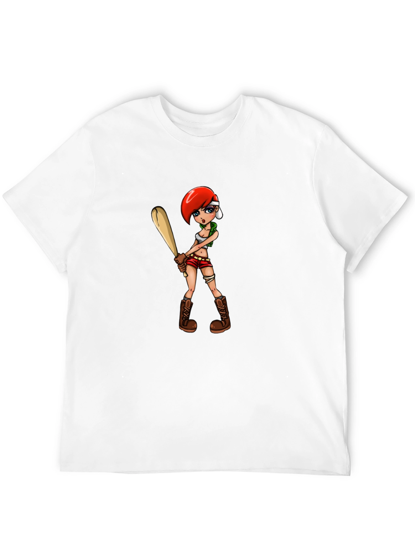 Black Cartoon Girl with Baseball Bat Graphic T-Shirt view 12