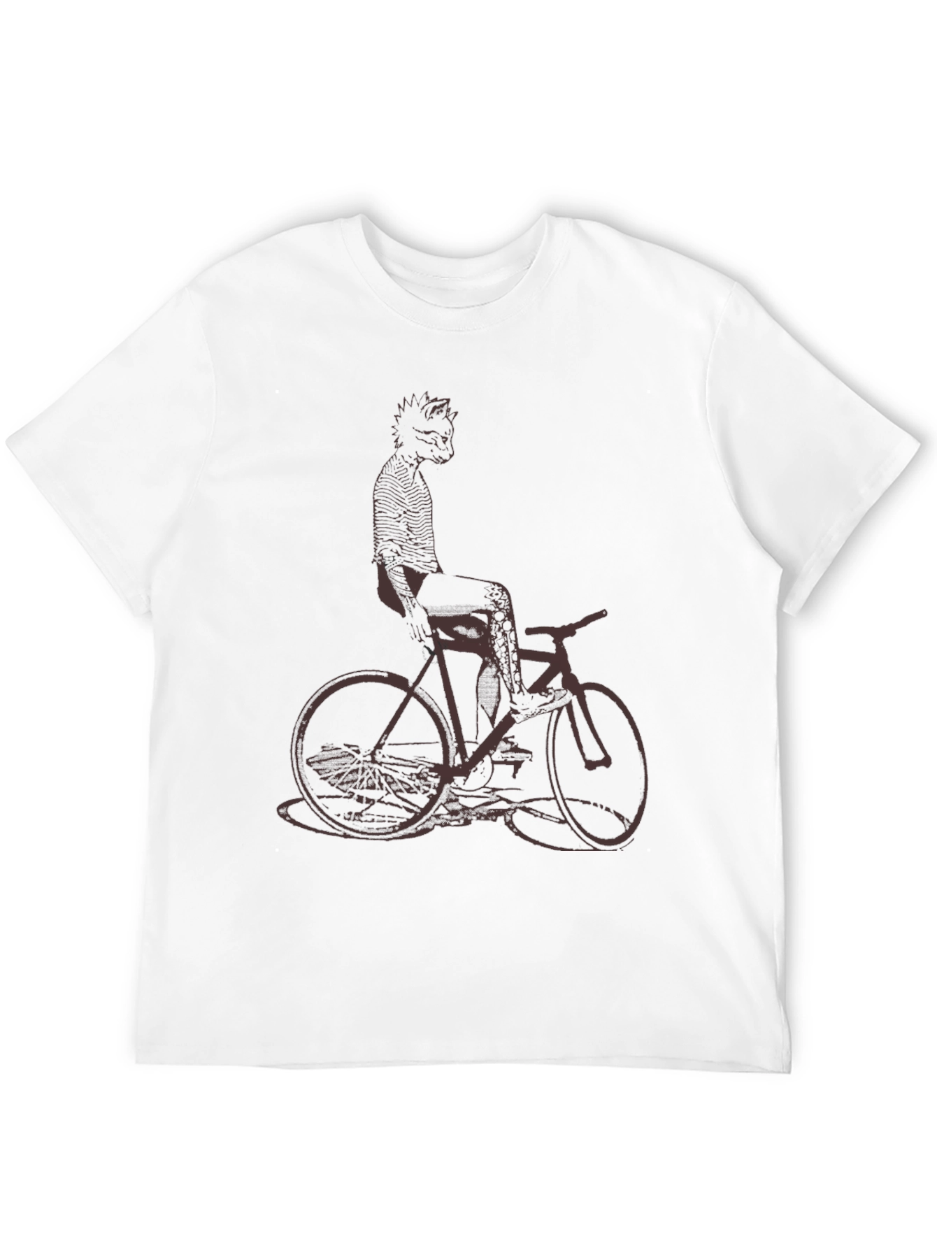 Black Cool Cat on Bike Graphic Tee - Black Cotton T-Shirt view 12