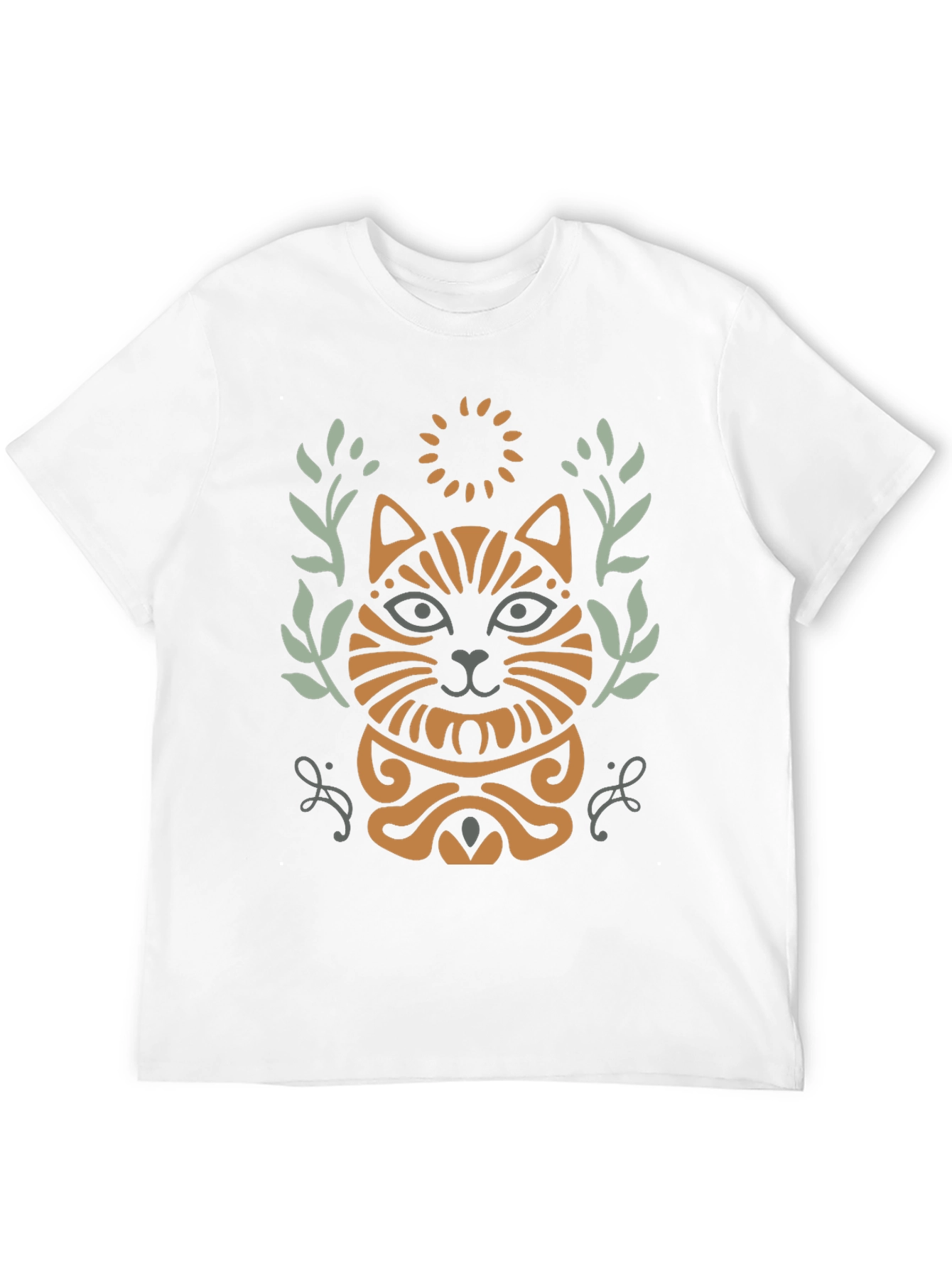 Black Stylish Cat Graphic Print Black T-Shirt view 12