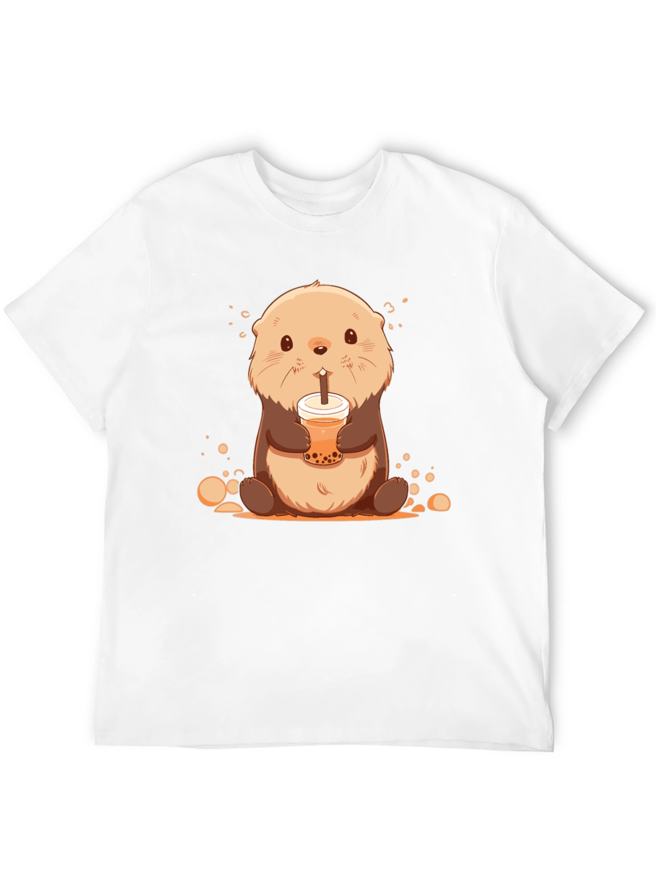 Black Cute Otter Bubble Tea Graphic T-Shirt view 12