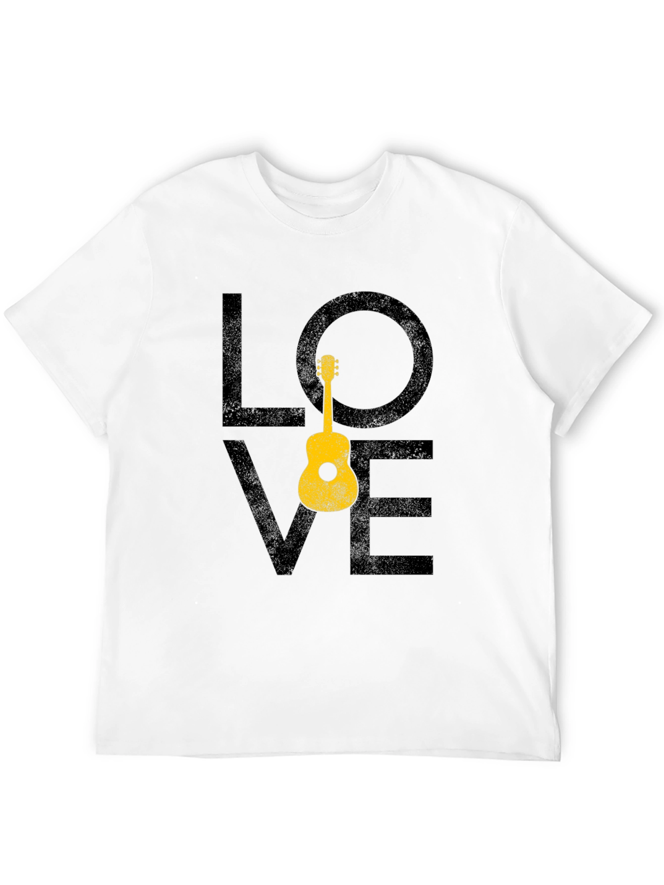 Black Love Guitar Graphic T-Shirt - Black Casual Tee view 12