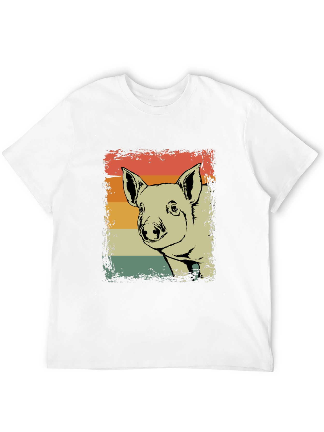Black Retro Pig Graphic Tee - Vintage Style Piglet T-Shirt view 12