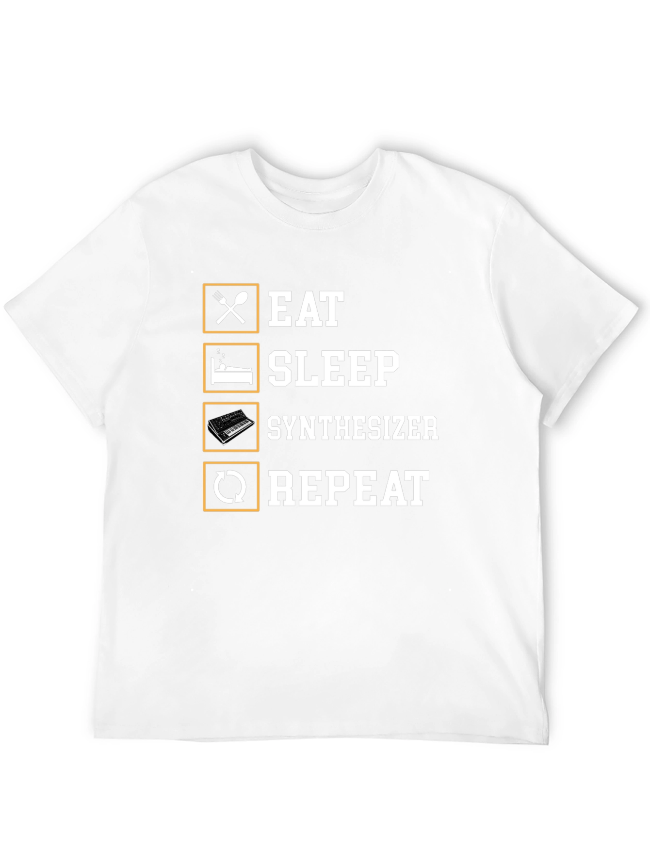 Black Eat Sleep Synthesizer Repeat Black T-Shirt view 12