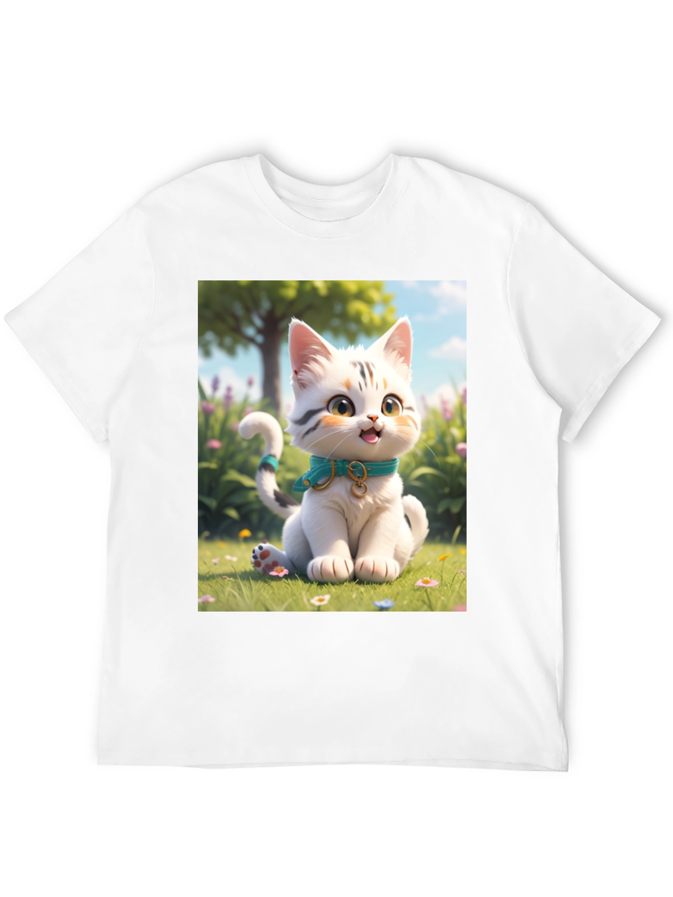 Black Cute Cartoon Cat T-Shirt view 12
