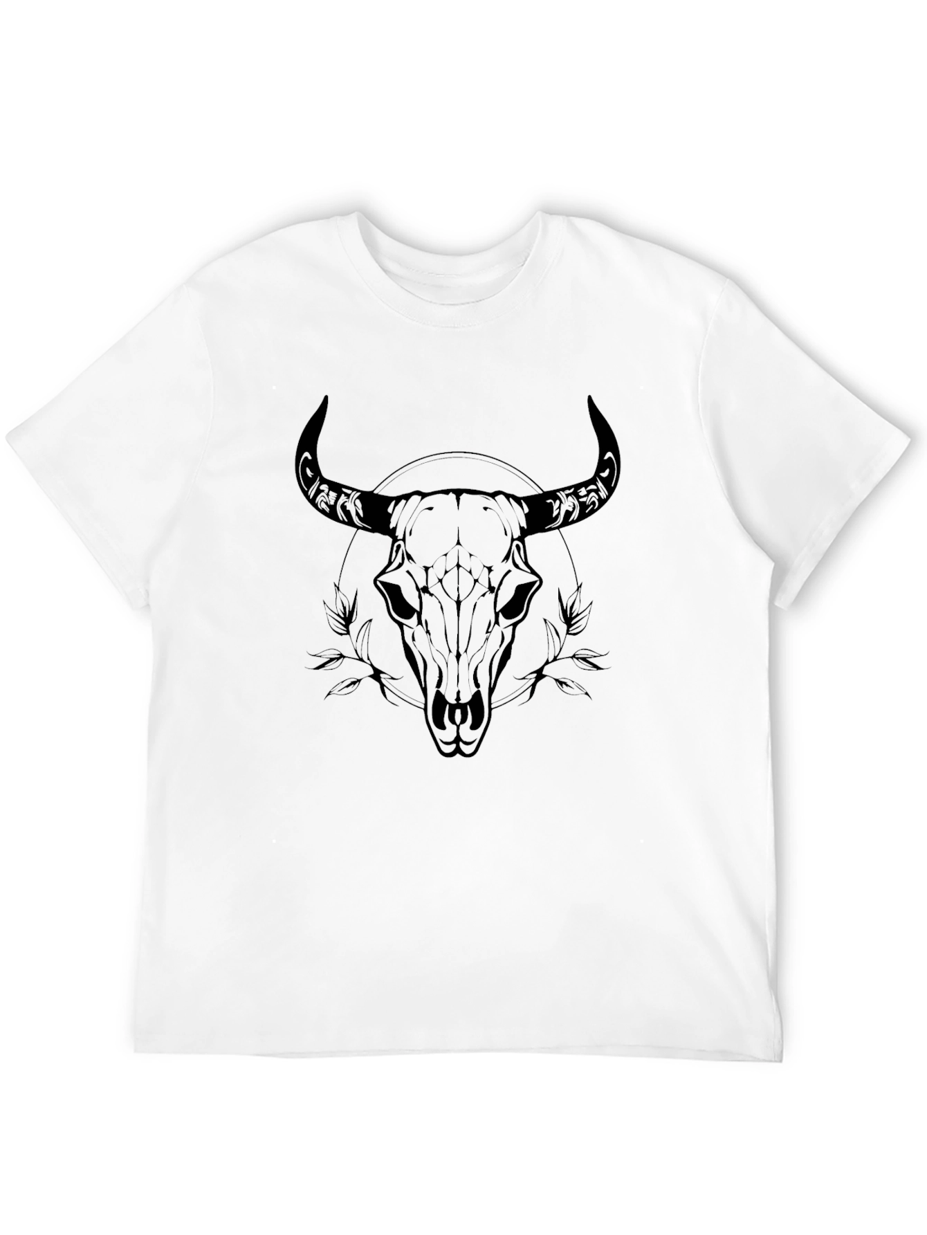 Black Bull Skull Graphic Tee - Men's Black T-Shirt view 12