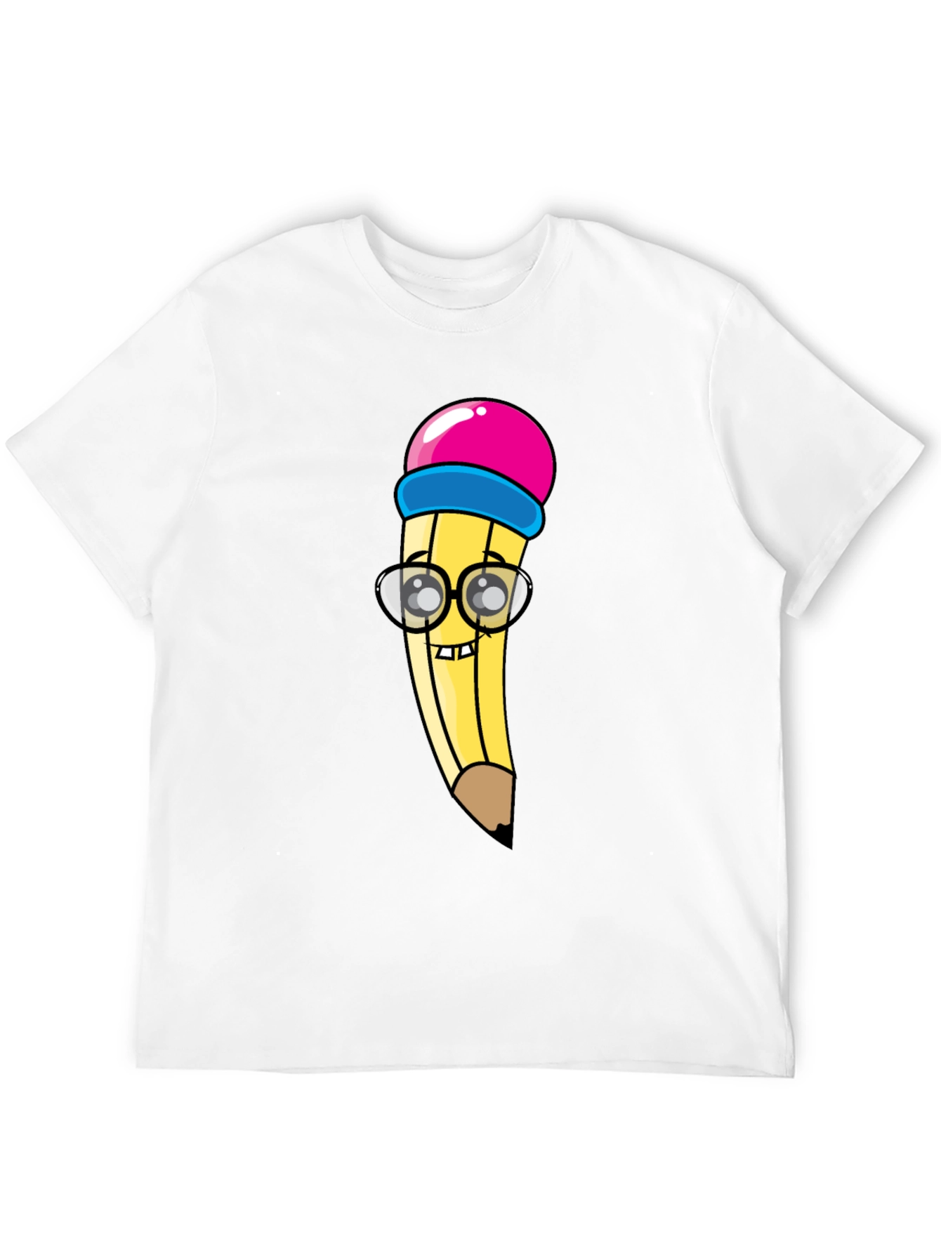 Black Cartoon Pencil Graphic Tee - Black Cotton Blend view 12