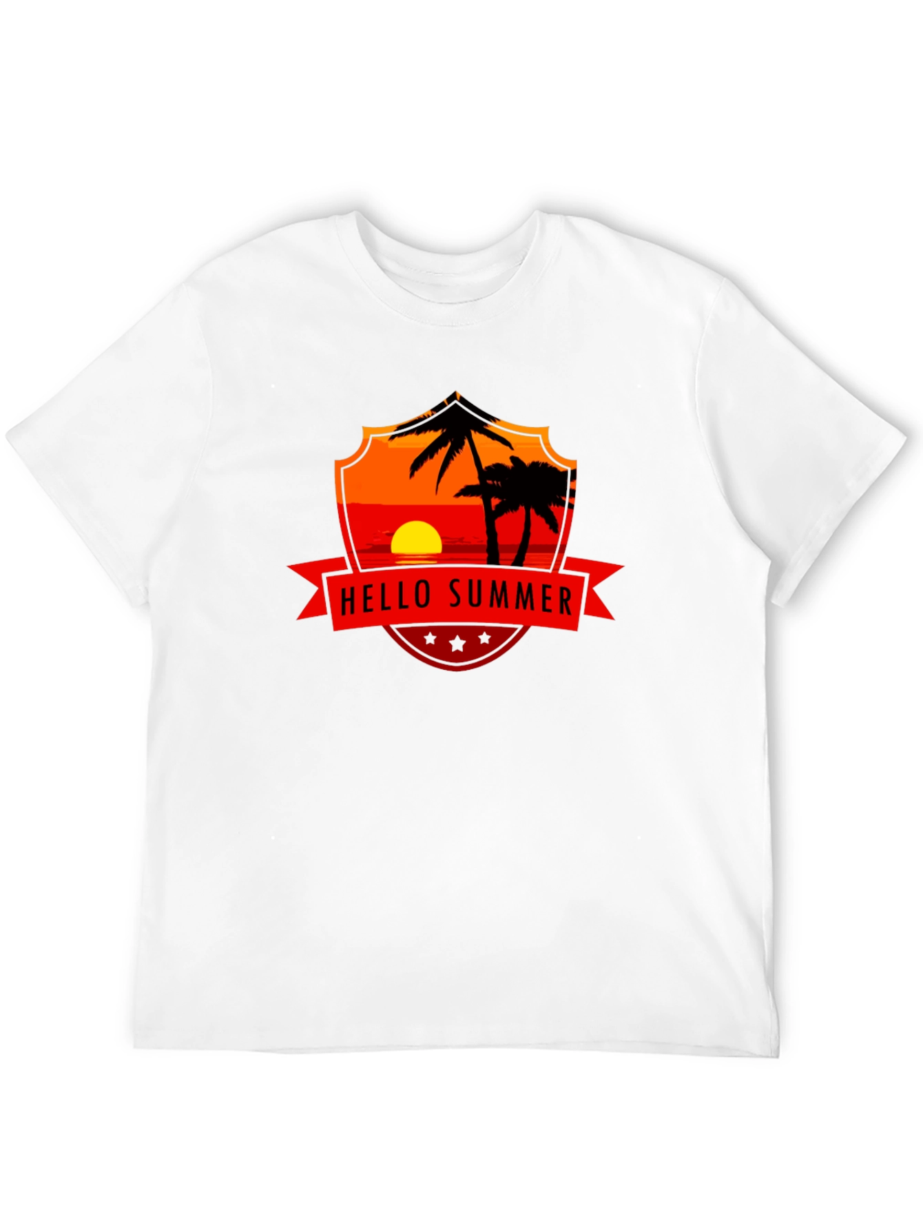 Black Hello Summer Graphic Tee - Black Cotton T-Shirt view 12