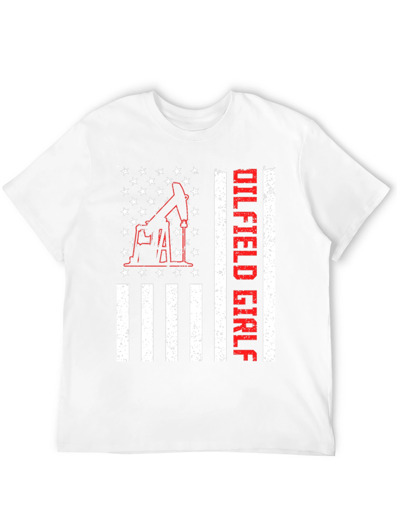 Black Oilfield Girl T-Shirt - American Flag Design view 12