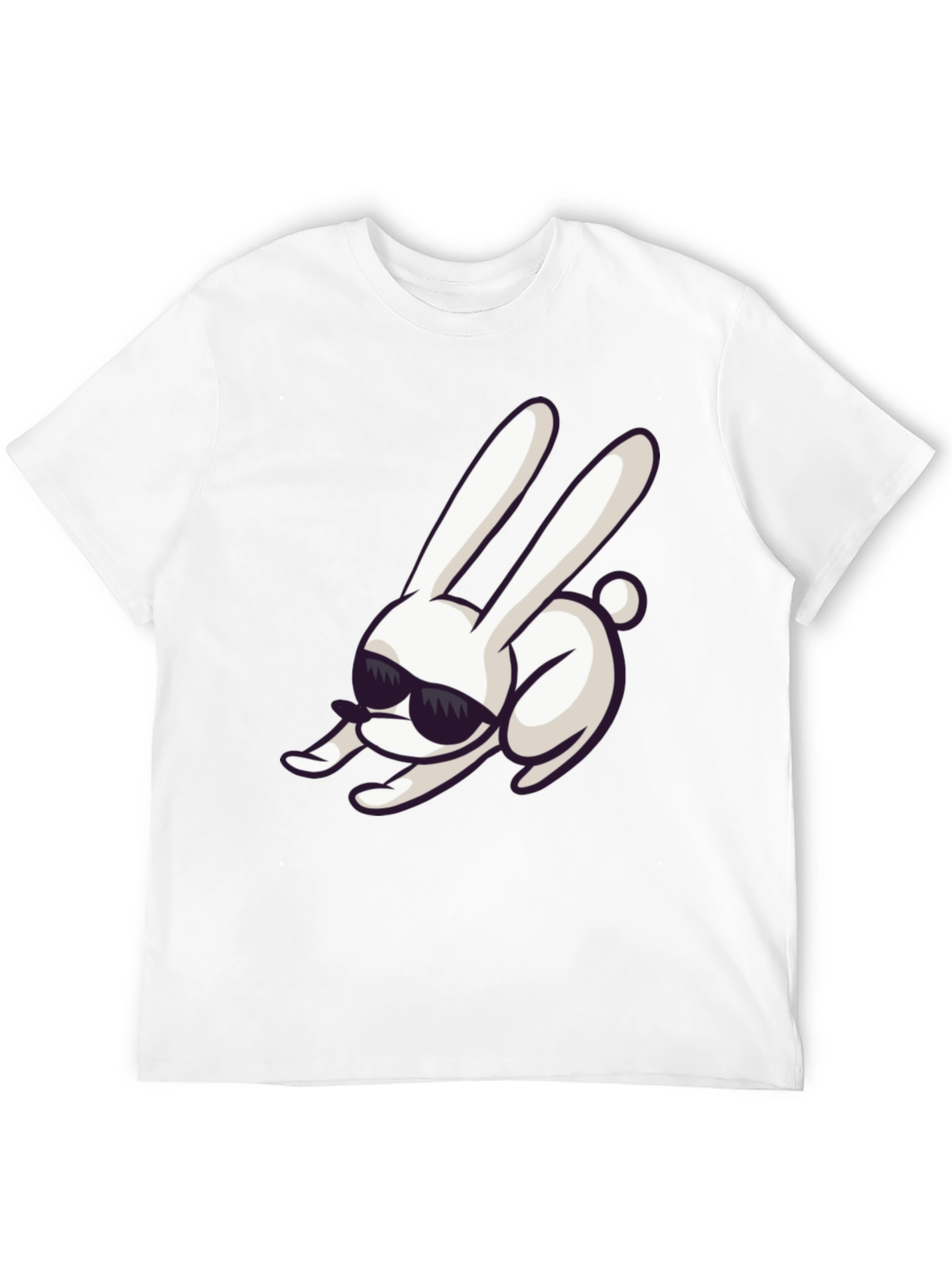 Black Cool Rabbit Graphic Tee - Black Cotton Blend view 12