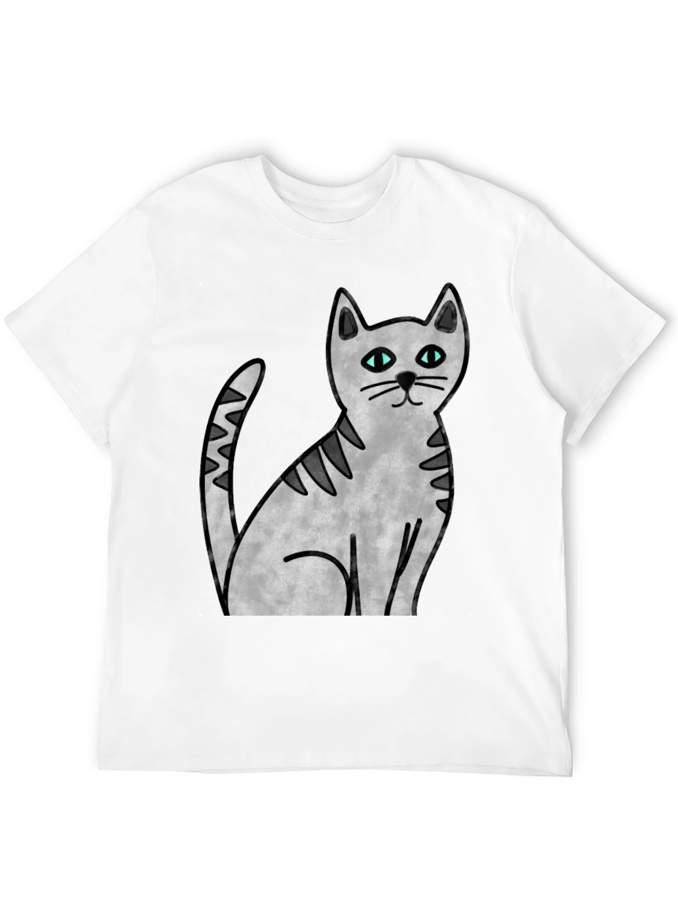 Black Cute Cat Graphic Print Black T-Shirt view 12