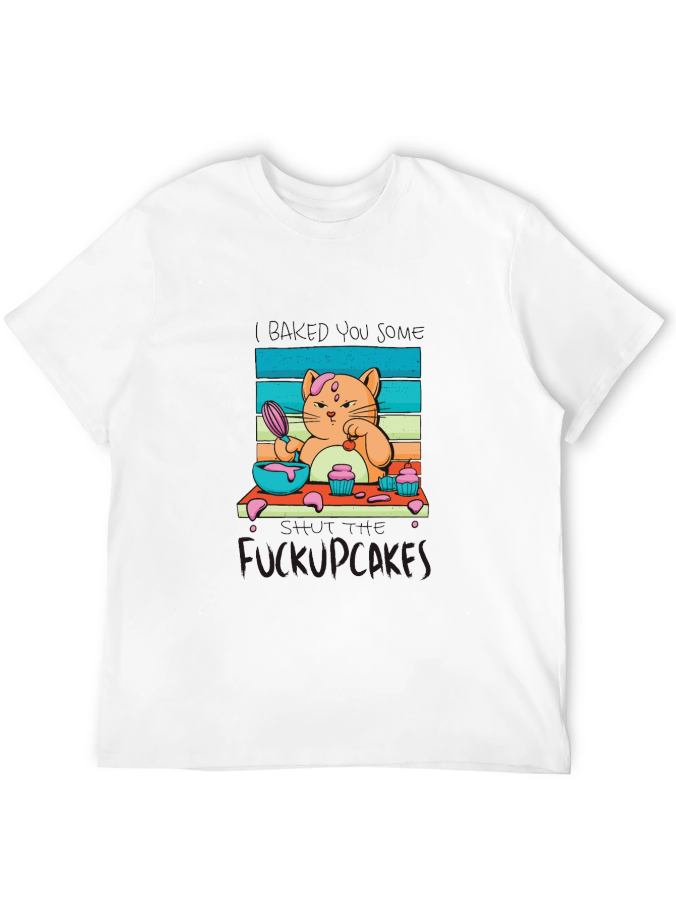 Black Funny Cat Baking Cupcakes T-Shirt view 12