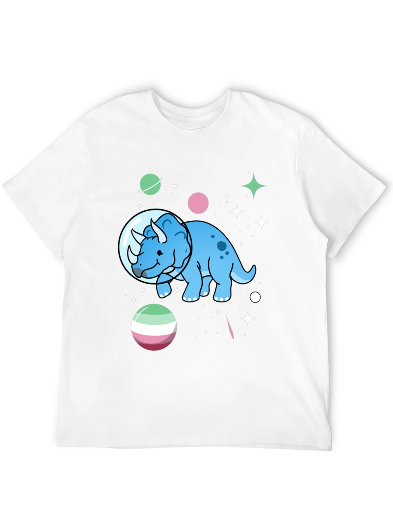 Black Dino in Space T-Shirt - Triceratops Astronaut view 12