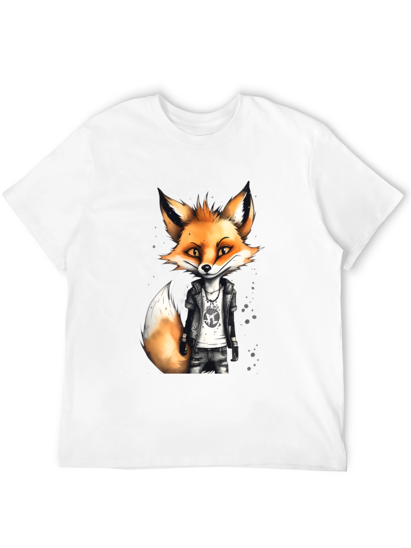 Black Cool Fox Graphic Tee - Men's Black T-Shirt view 12