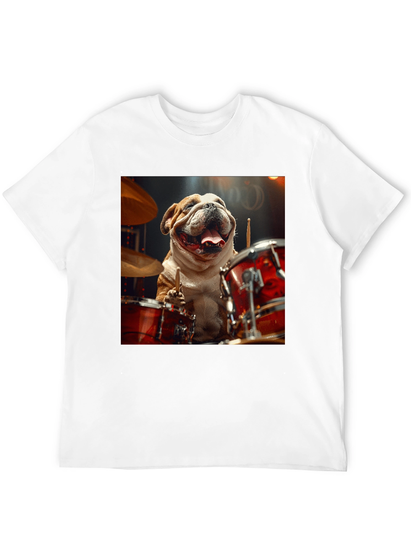 Black Bulldog Drummer Graphic Tee - Black Cotton T-Shirt view 12