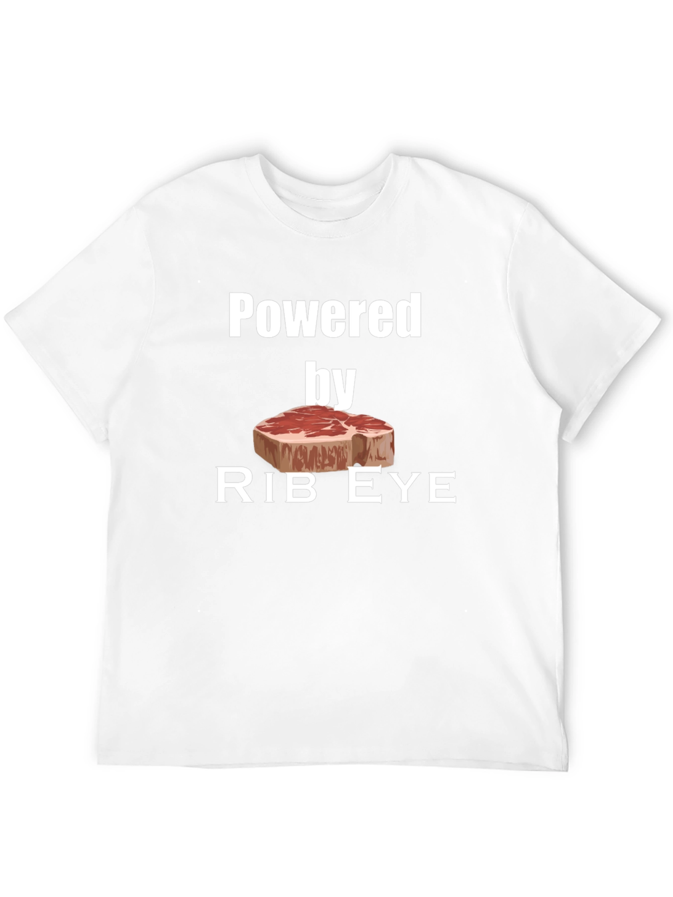 Black Powered by Rib Eye Steak T-Shirt - Funny Meat Lover Tee view 12