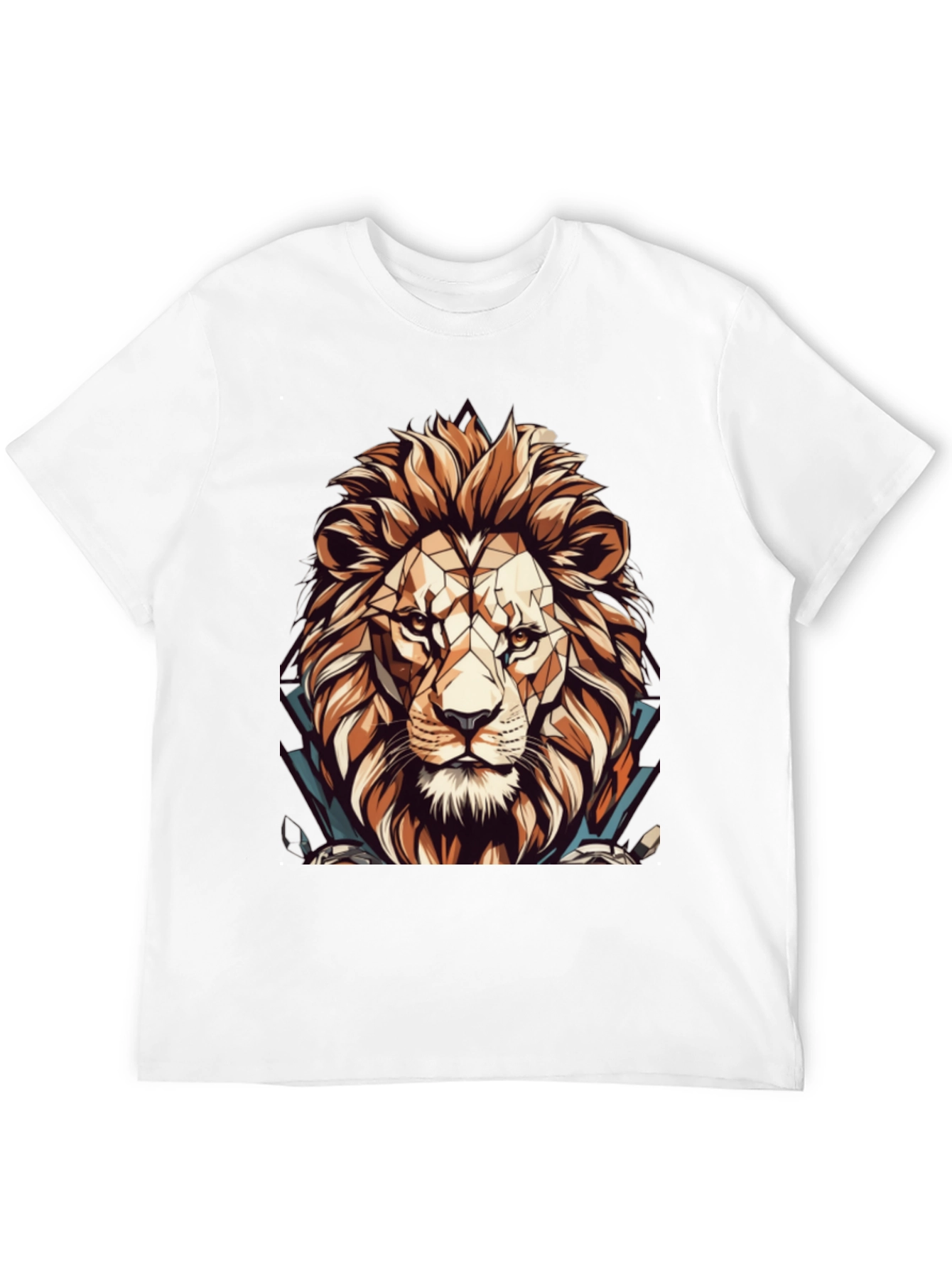 Black Geometric Lion Graphic Black T-Shirt view 12