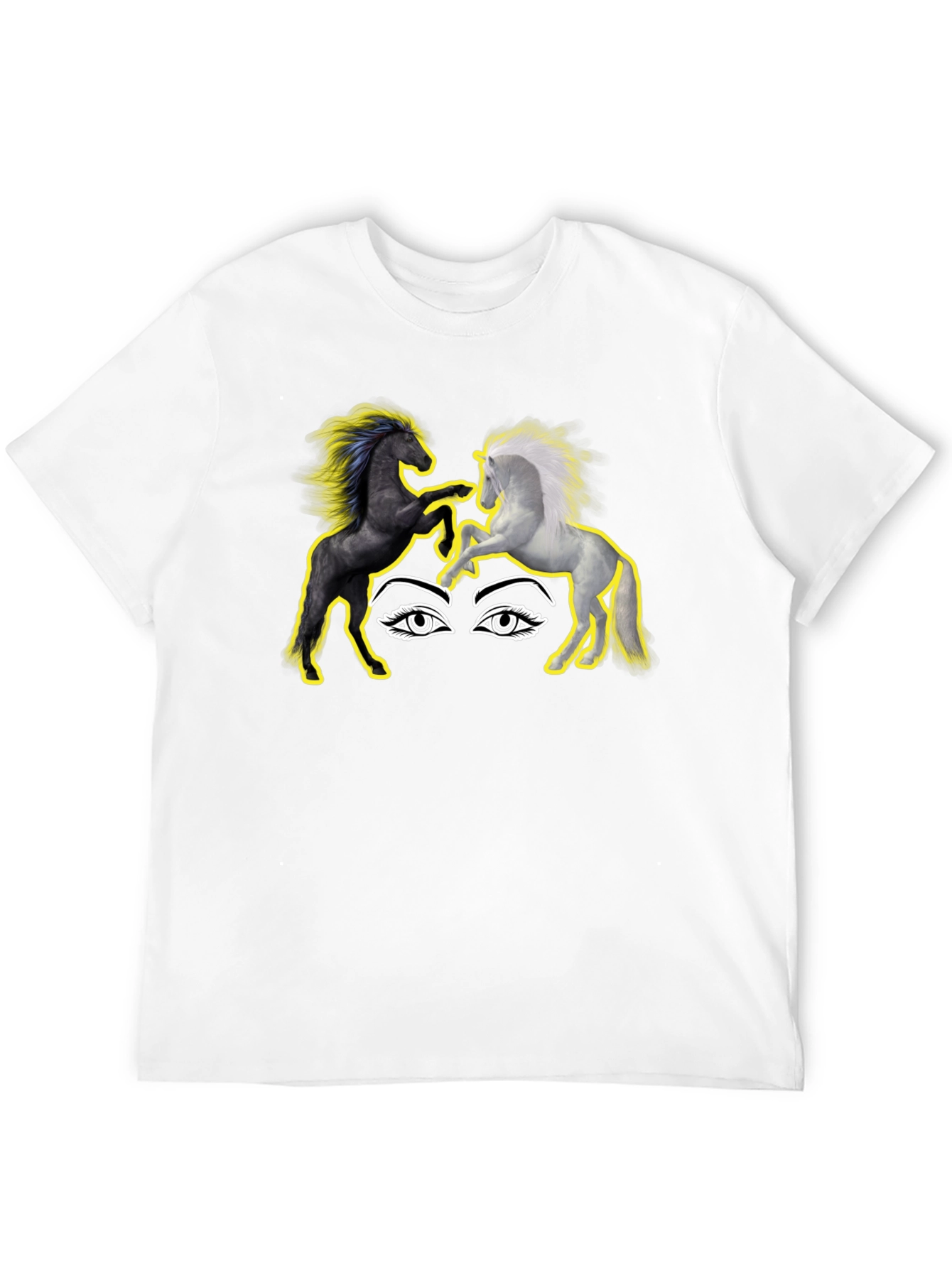 Black Yin Yang Horses Graphic T-Shirt view 12