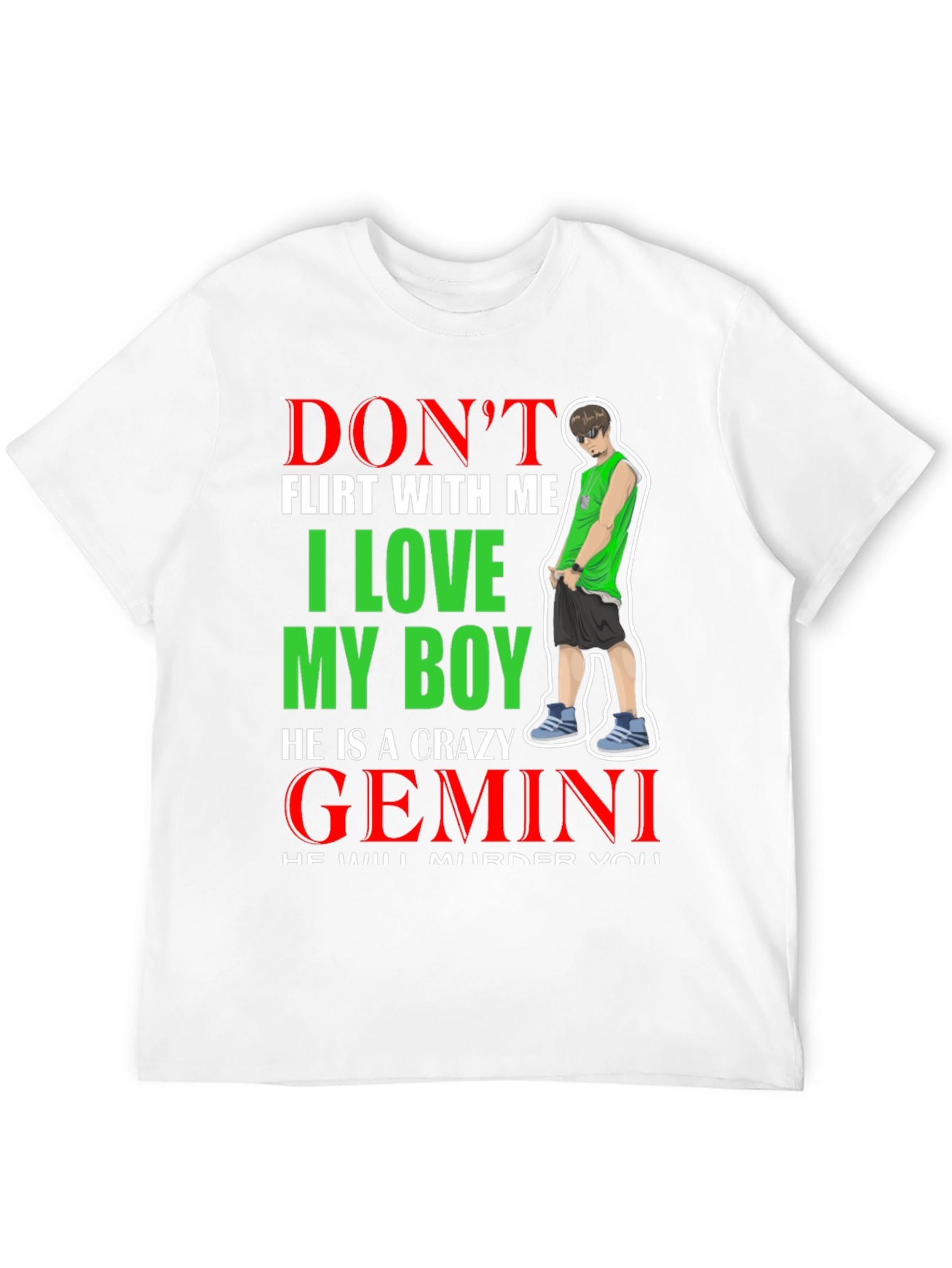 Black Don't Flirt Gemini Boy T-Shirt view 12