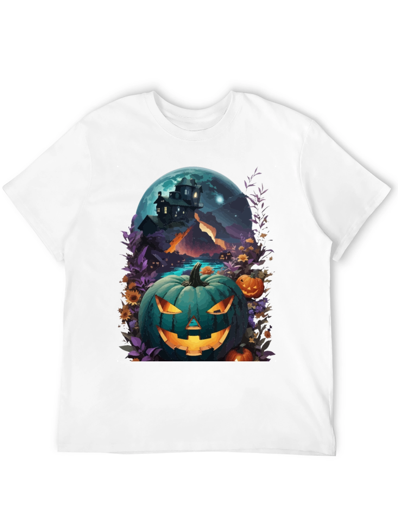 Black Halloween Pumpkin House T-Shirt view 12